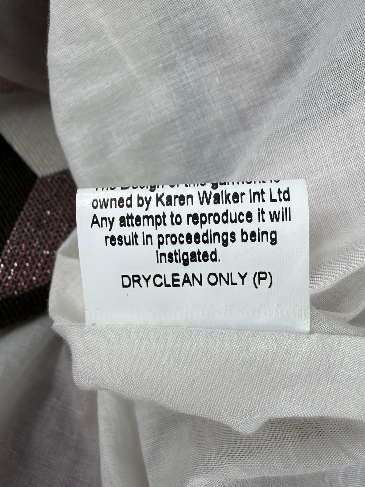 Karen Walker Green, White & Dusty Pink Cubist Pattern Mini Wrap Dress - AU10
