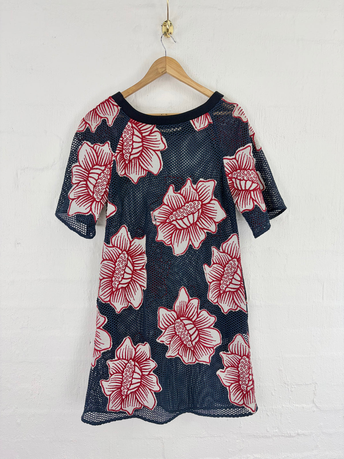 Cooper ‘Winter Garden Misa’ Navy Mesh Floral Appliqué Midi Dress - AU12