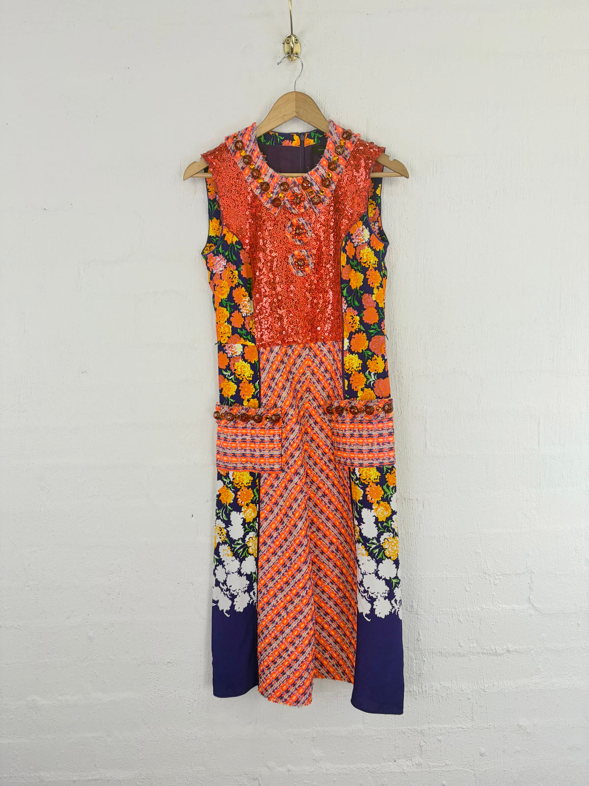 Marc Jacobs 2013 Resort Floral Lamé Knit Sequin Dress - AU6/8