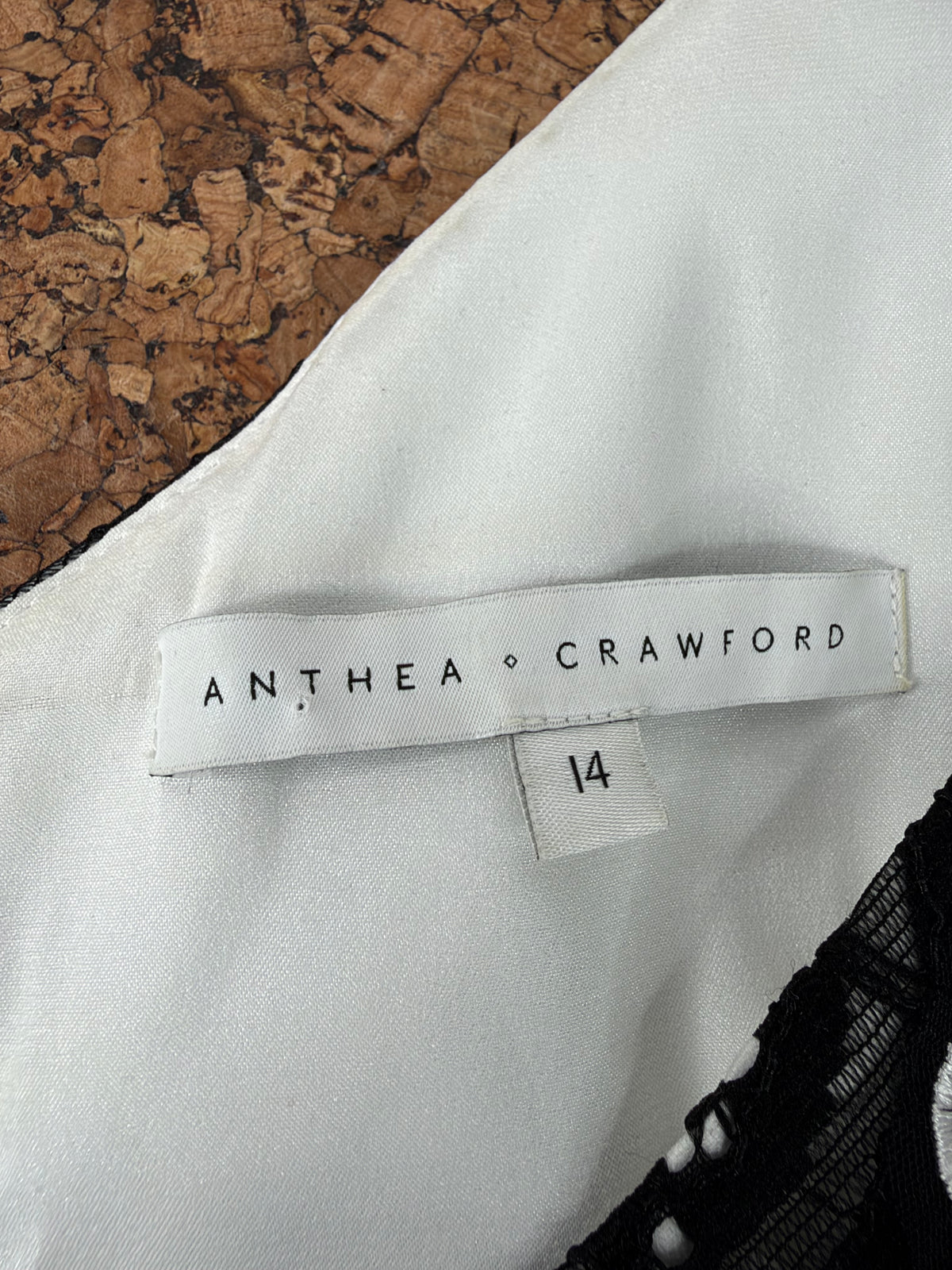 Anthea Crawford Black & White Lace Midi Dress - AU14
