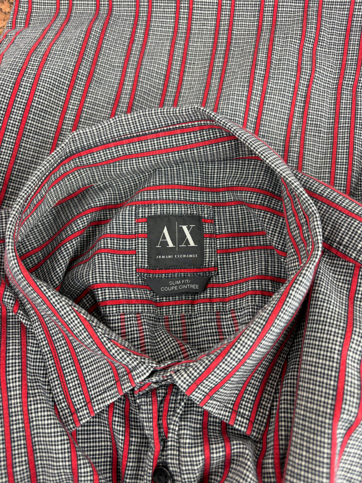 Armani Exchange Red Striped Short Sleeve Shirt - XL
