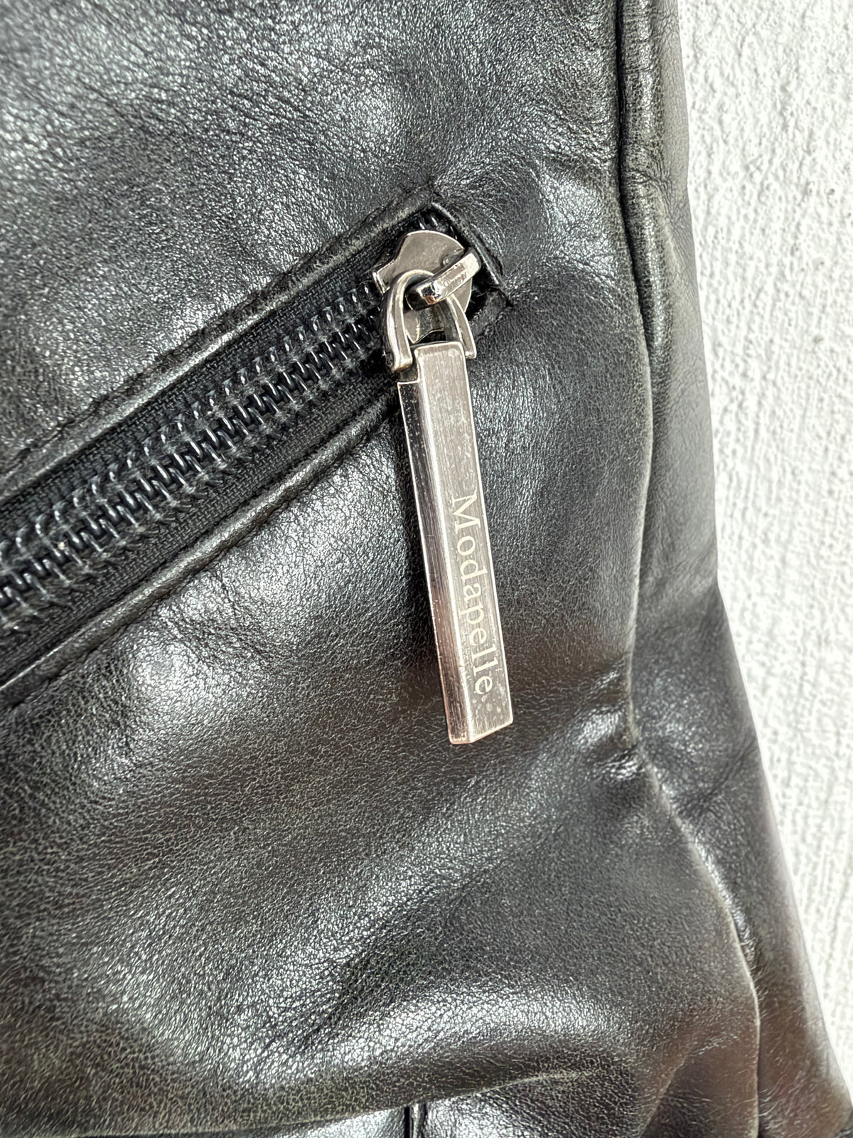 Modapelle Black Leather Cinched Backpack