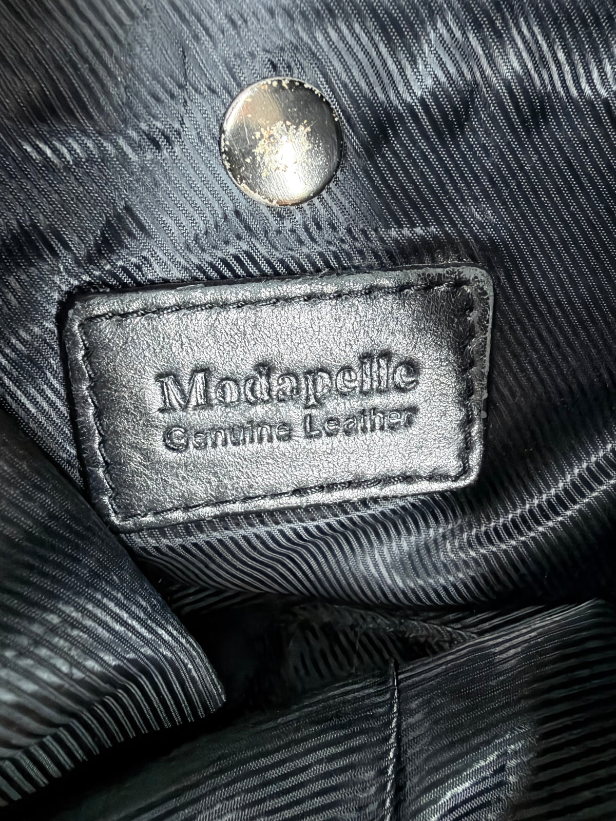 Modapelle Black Leather Cinched Backpack