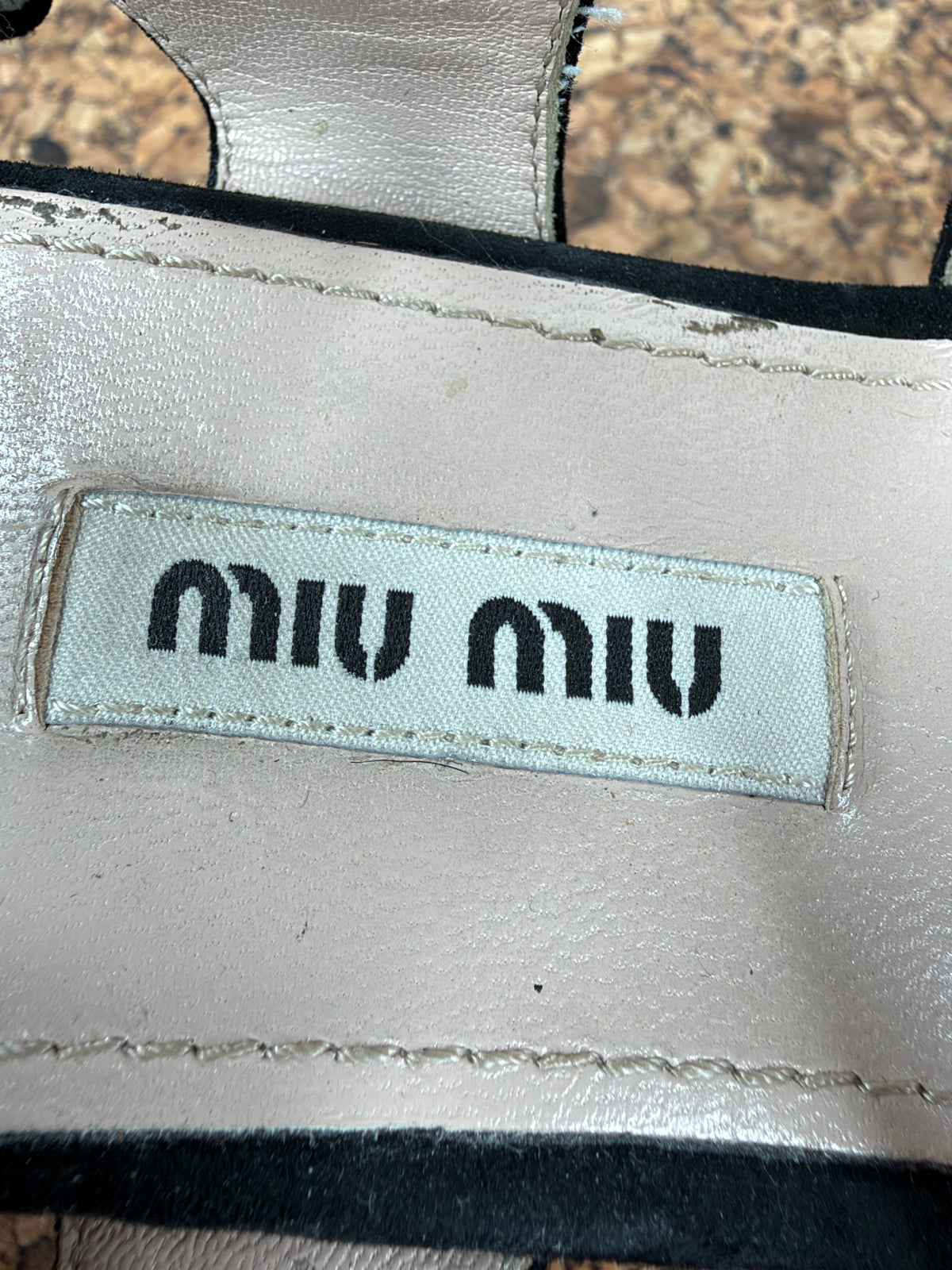 Miu Miu Black Suede & Gold Trim Platform - EU35