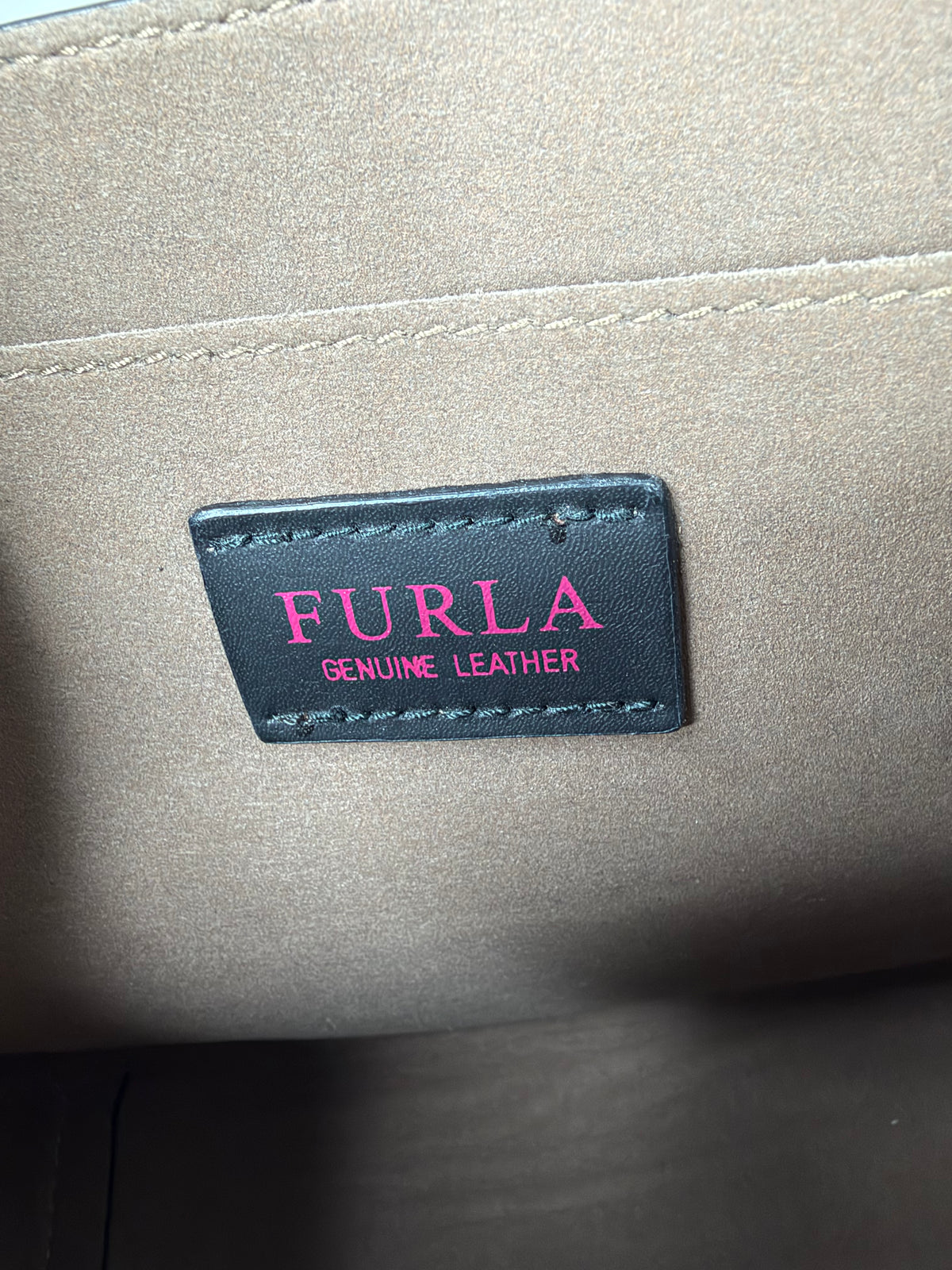 Furla Champagne Gold Metallic Snakeskin Pattern Cross Body Bag