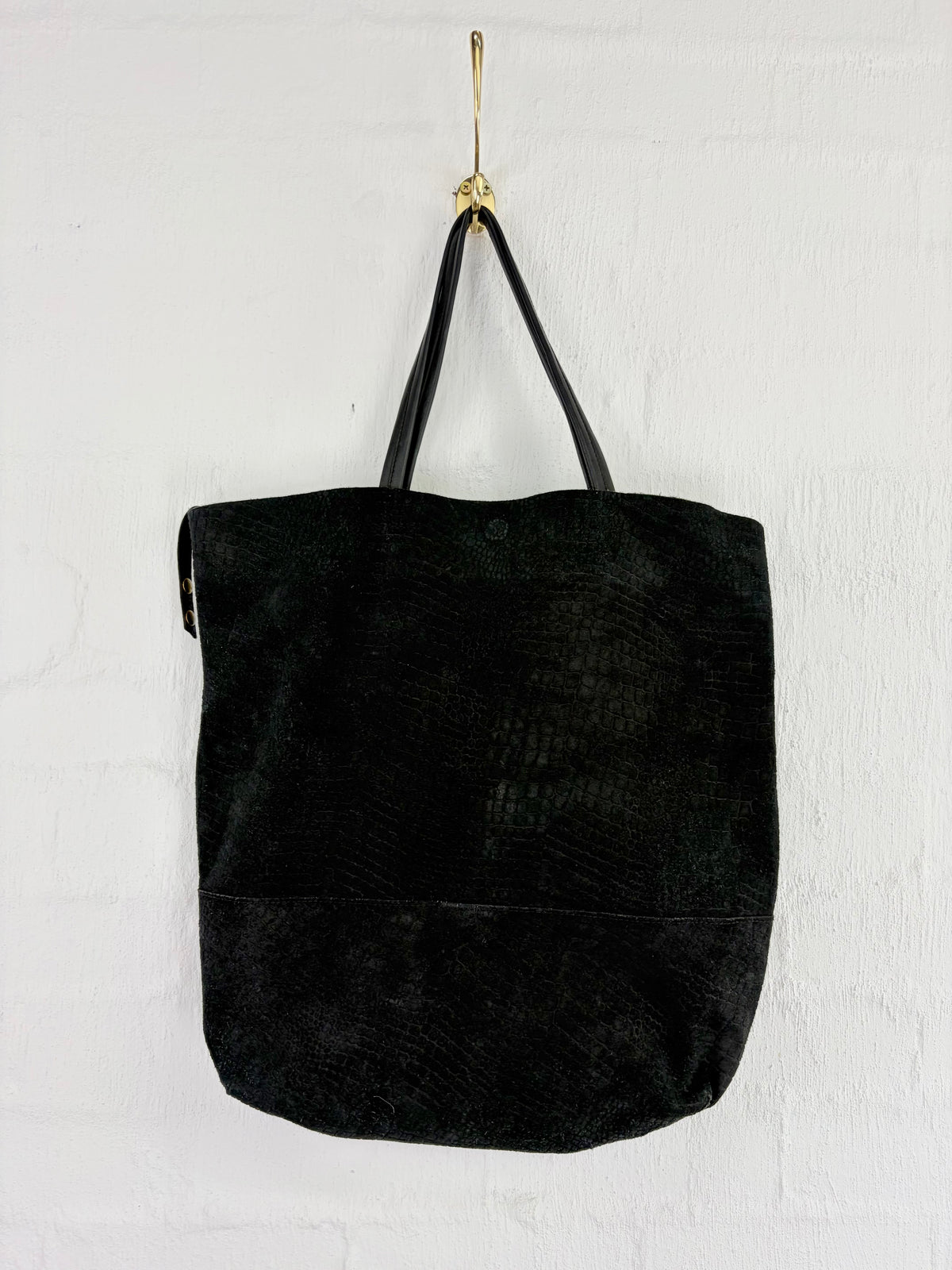Day Birget et Mikkelsen Large Black Snake Embossed Suede Tote Bag