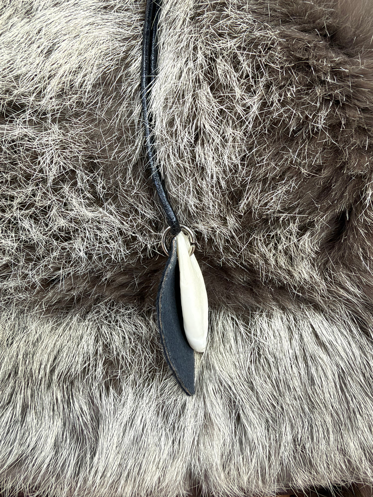 Iscov Black & Grey Fur Shoulder Bag