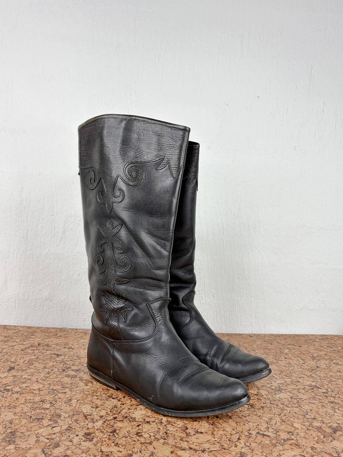 Vintage 90s Annabell Black Leather Embellished Boots - EU36/37