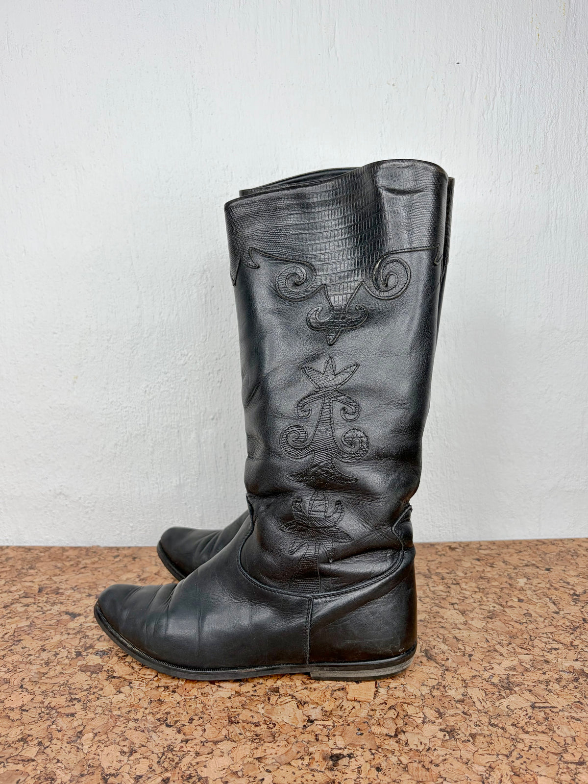 Vintage 90s Annabell Black Leather Embellished Boots - EU36/37