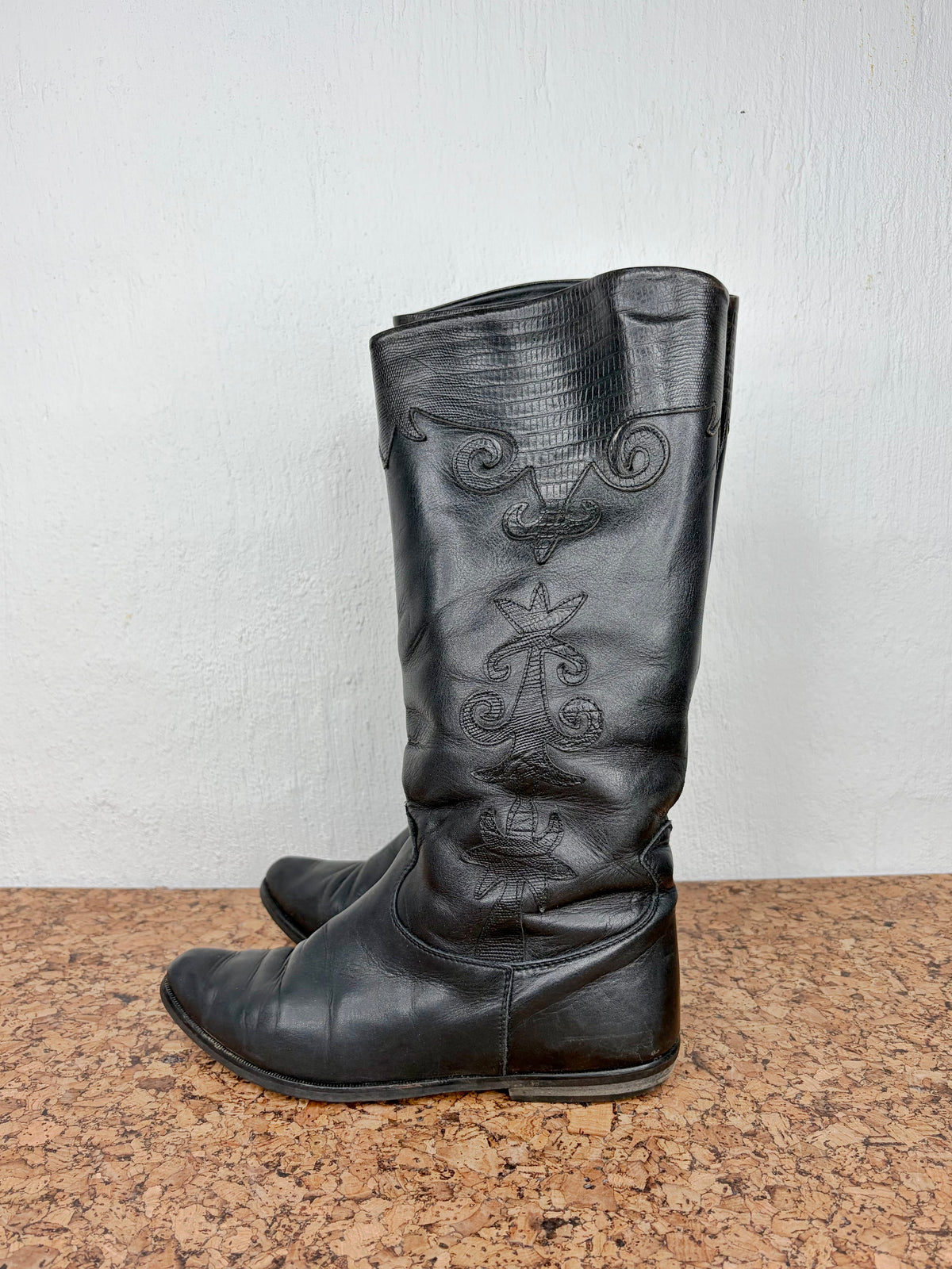 Vintage 90s Annabell Black Leather Embellished Boots - EU36/37