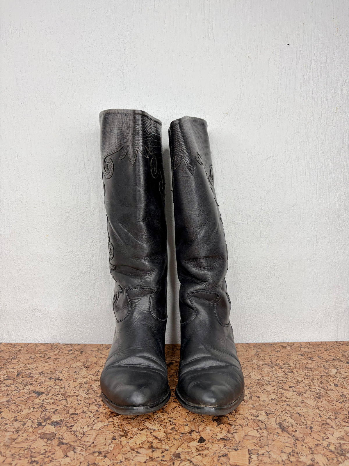 Vintage 90s Annabell Black Leather Embellished Boots - EU36/37