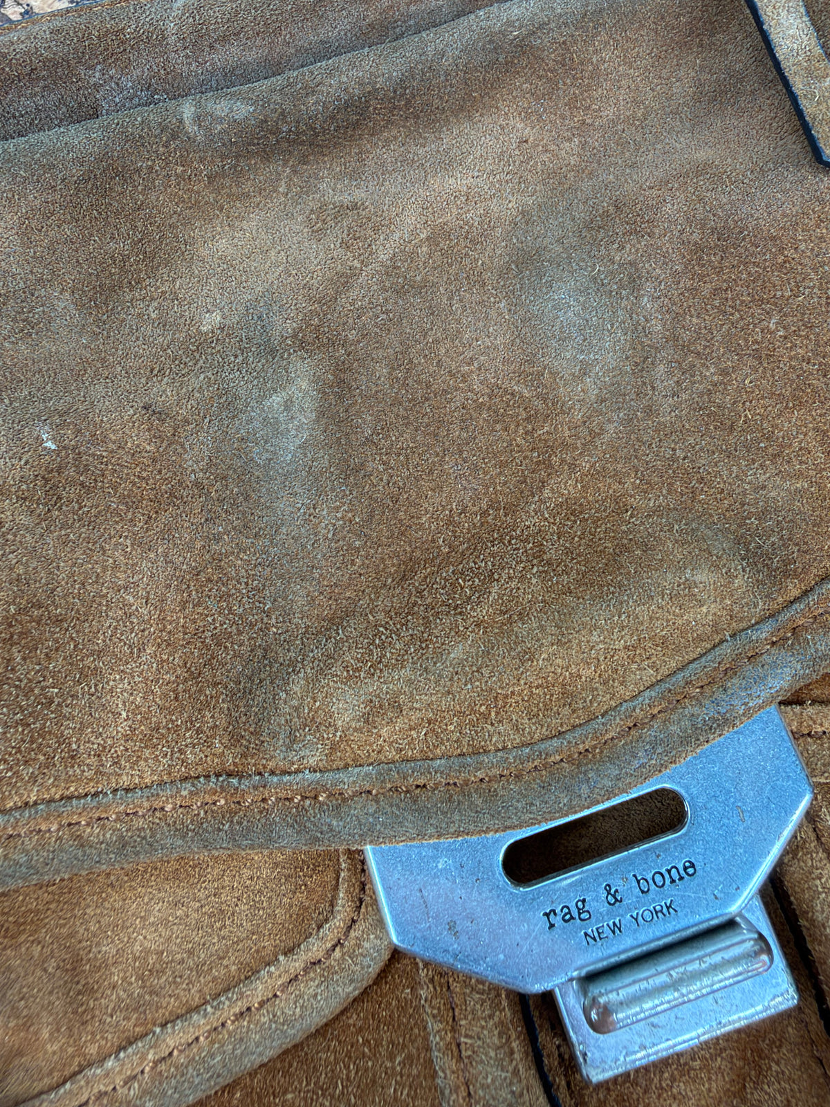 Rag & Bone Tan & Black Suede & Leather Shoulder Bag