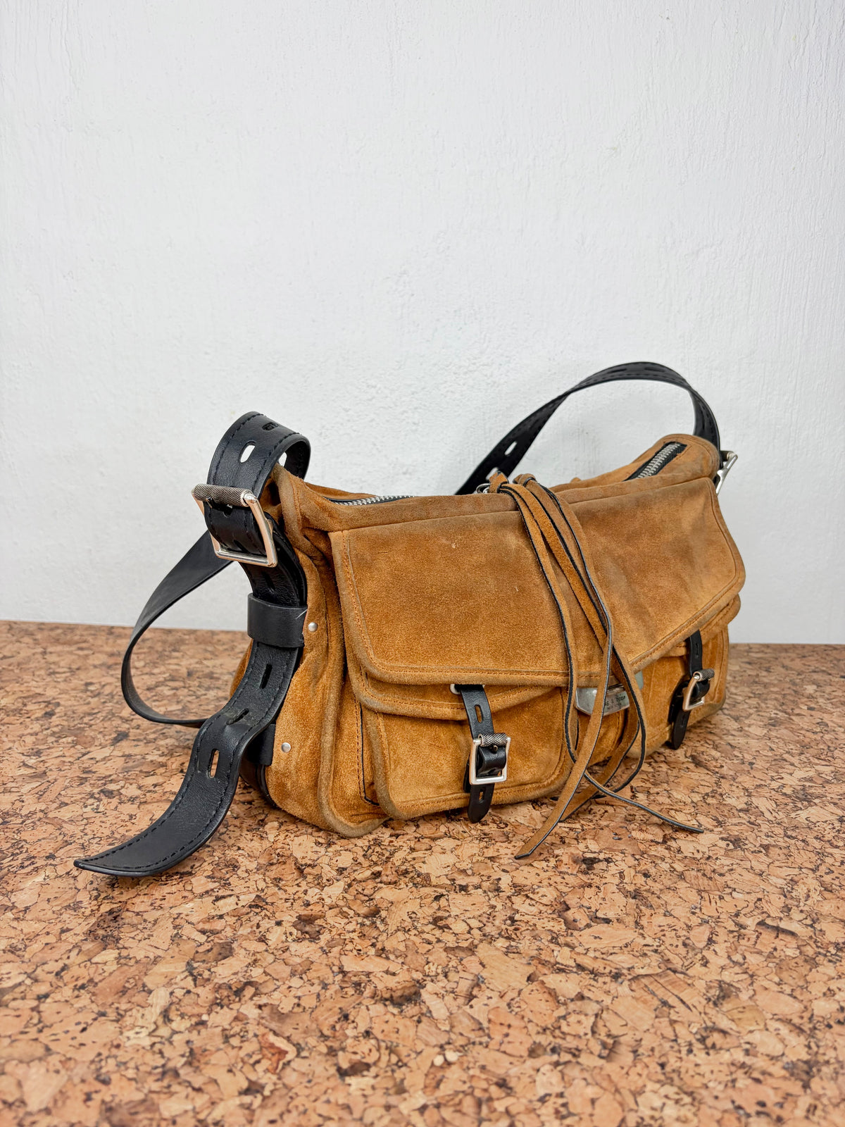 Rag & Bone Tan & Black Suede & Leather Shoulder Bag