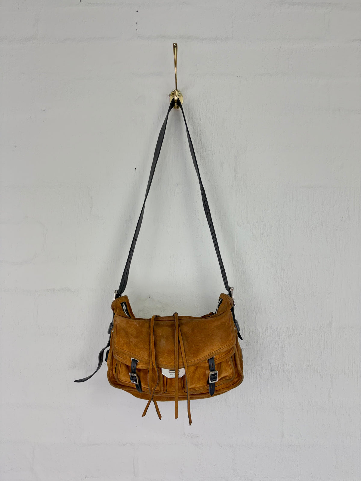 Rag & Bone Tan & Black Suede & Leather Shoulder Bag