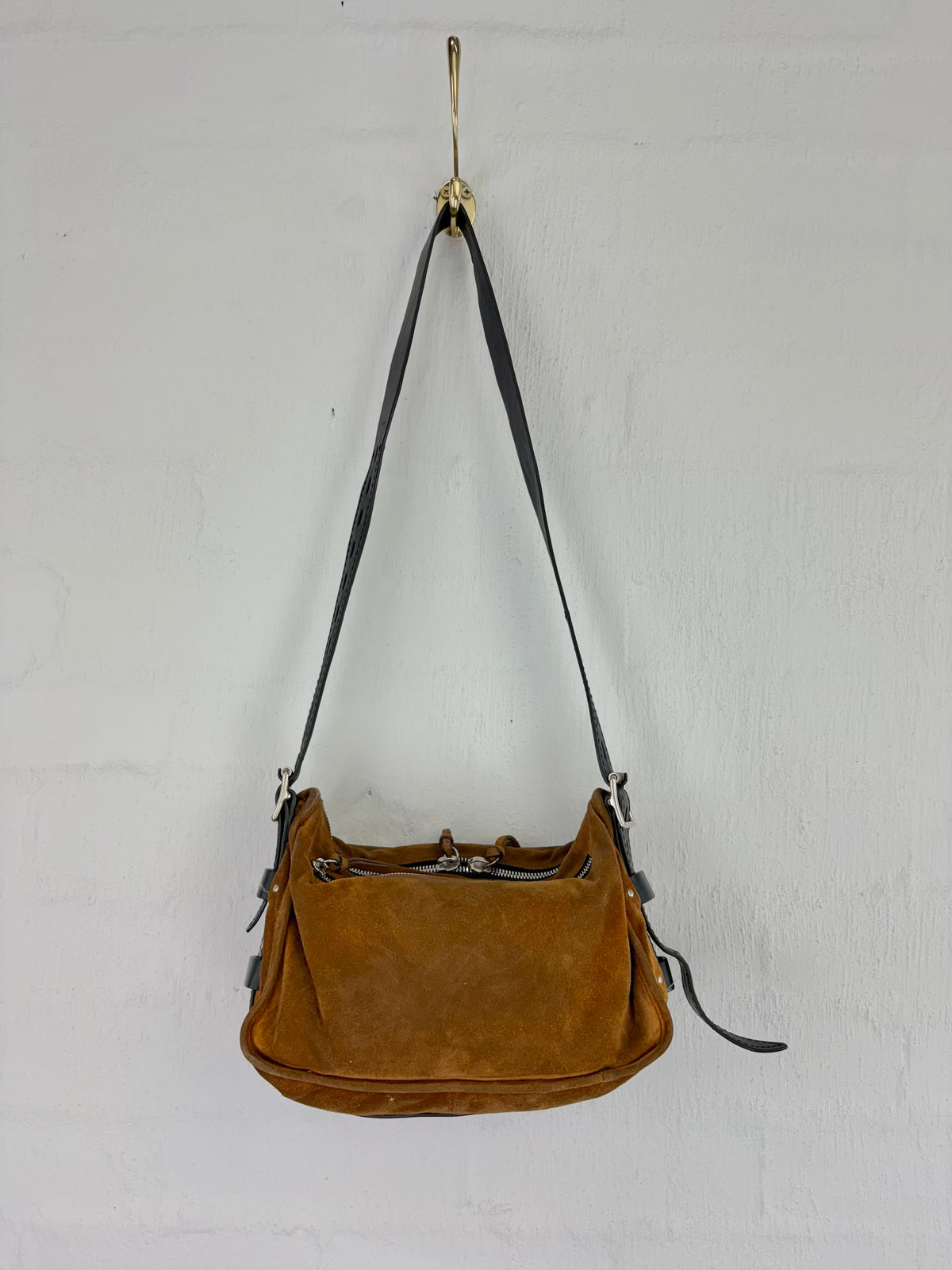 Rag & Bone Tan & Black Suede & Leather Shoulder Bag