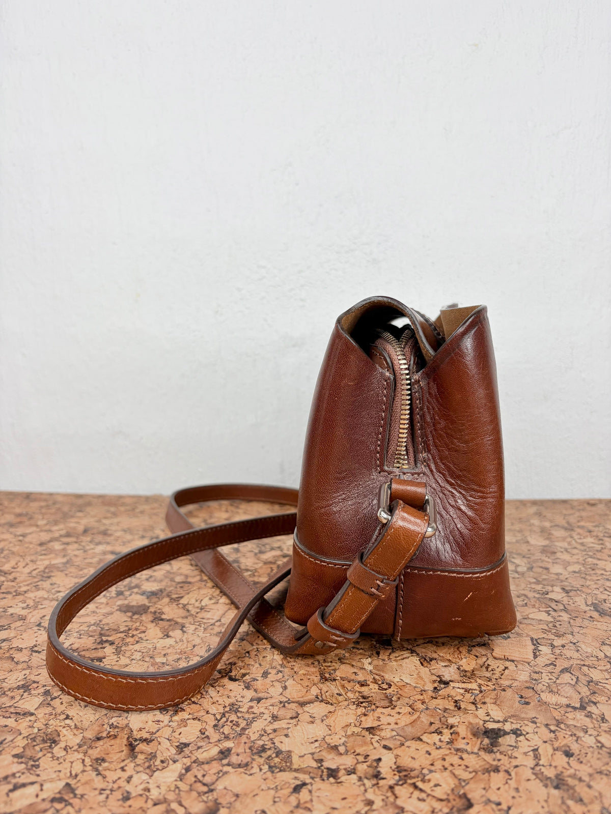 Massimo Dutti Deep Cognac Cross Body Bag
