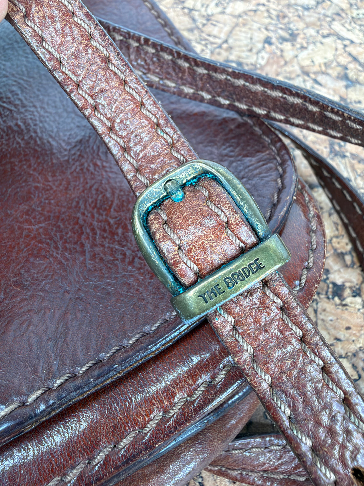 Vintage 70s The Bridge Mahogany Leather Cross Body Bag