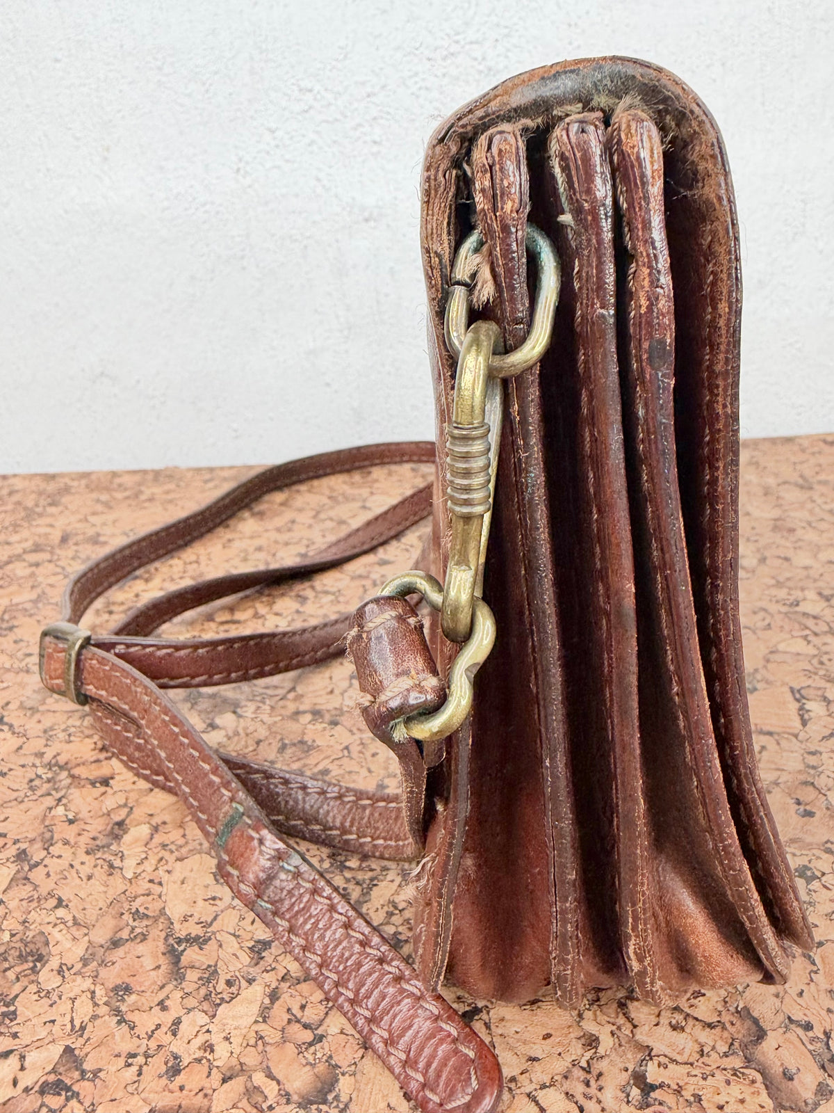 Vintage 70s The Bridge Mahogany Leather Cross Body Bag