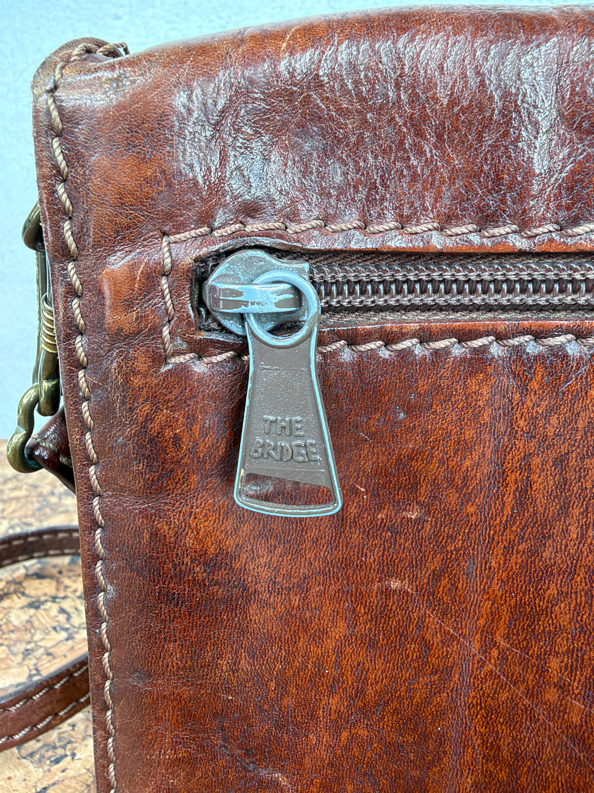 Vintage 70s The Bridge Mahogany Leather Cross Body Bag