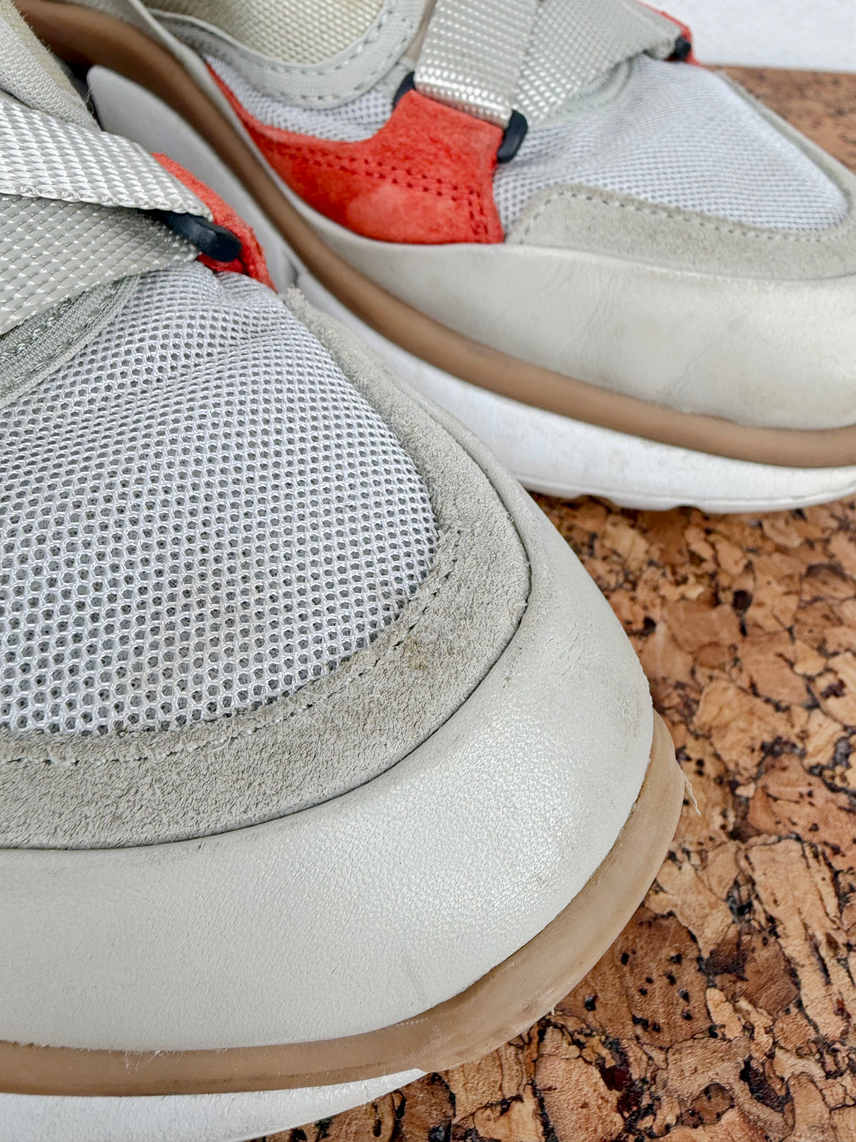 Chloé 'Sonnie' Light Eucalyptus Beige & Burnt Orange Suede & Mesh Sneakers - EU40