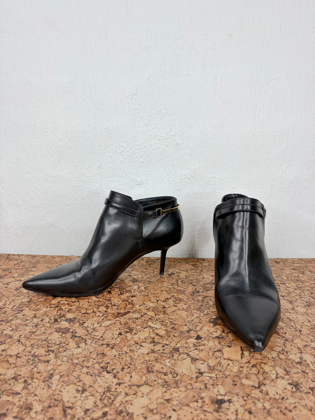 Burberry Black Leather Pointed Toe Stiletto Ankle Boots - EU36