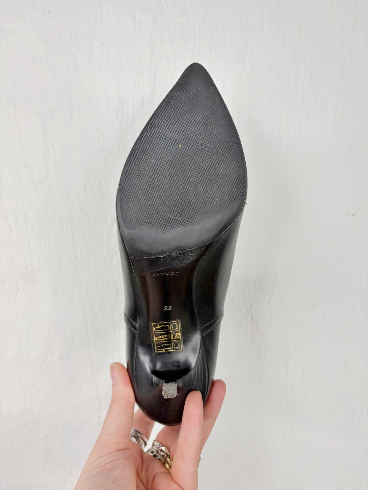 Burberry Black Leather Pointed Toe Stiletto Ankle Boots - EU36