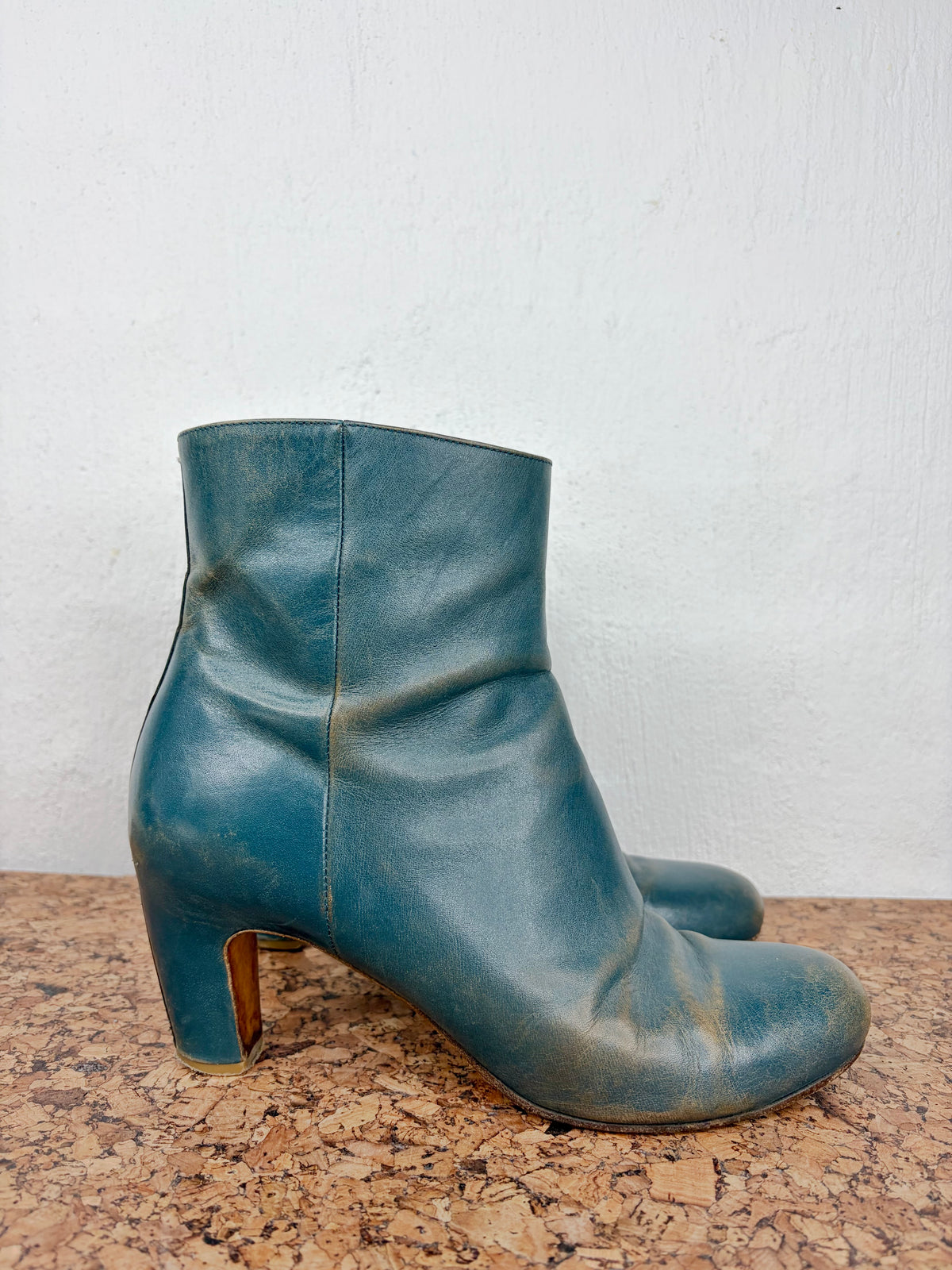 Maison Martin Margiela Faded Teal & Tan Ankle Boots - EU41