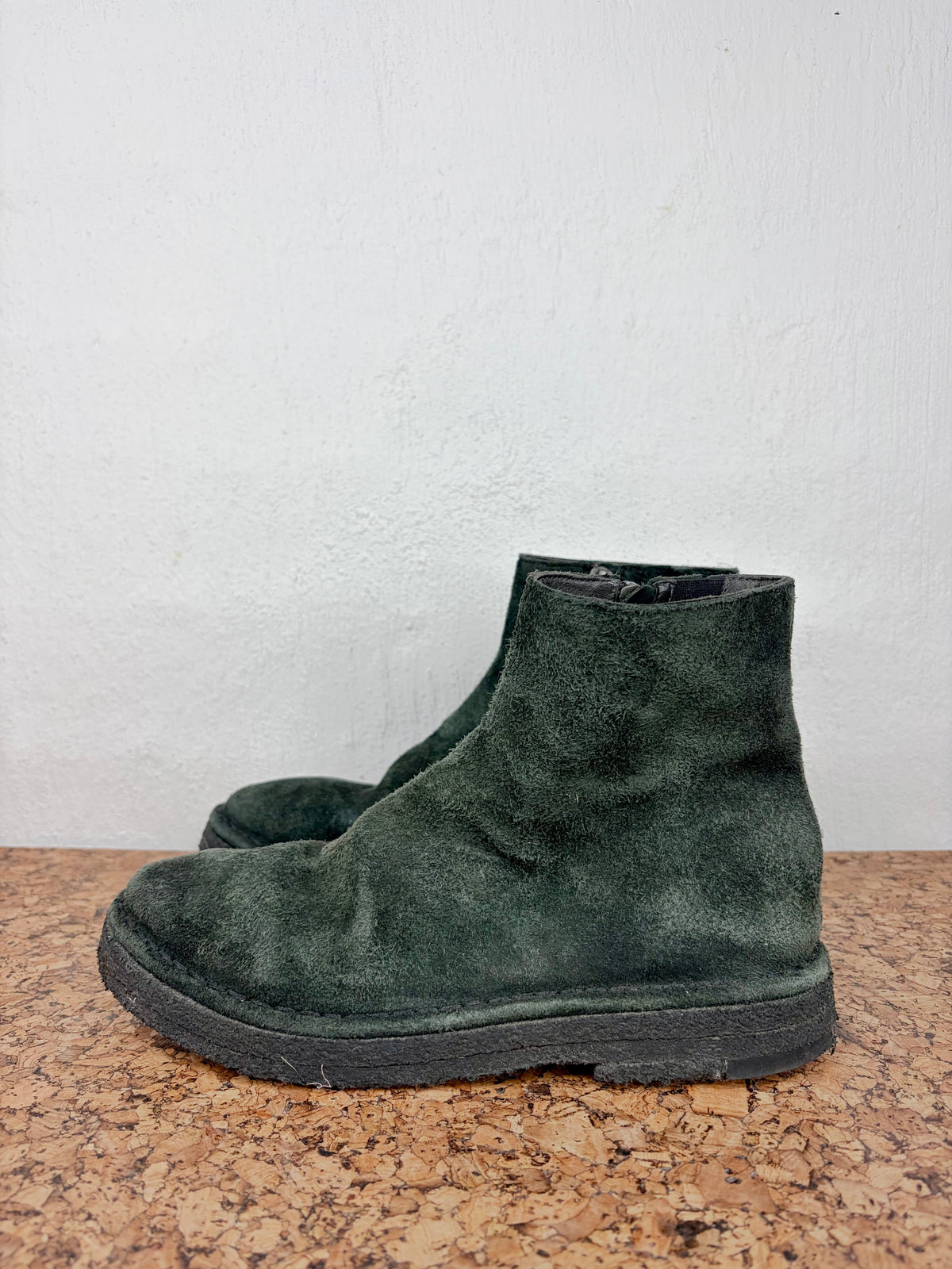 Marsell Dark Green Suede Zip Up Ankle Boots - EU37