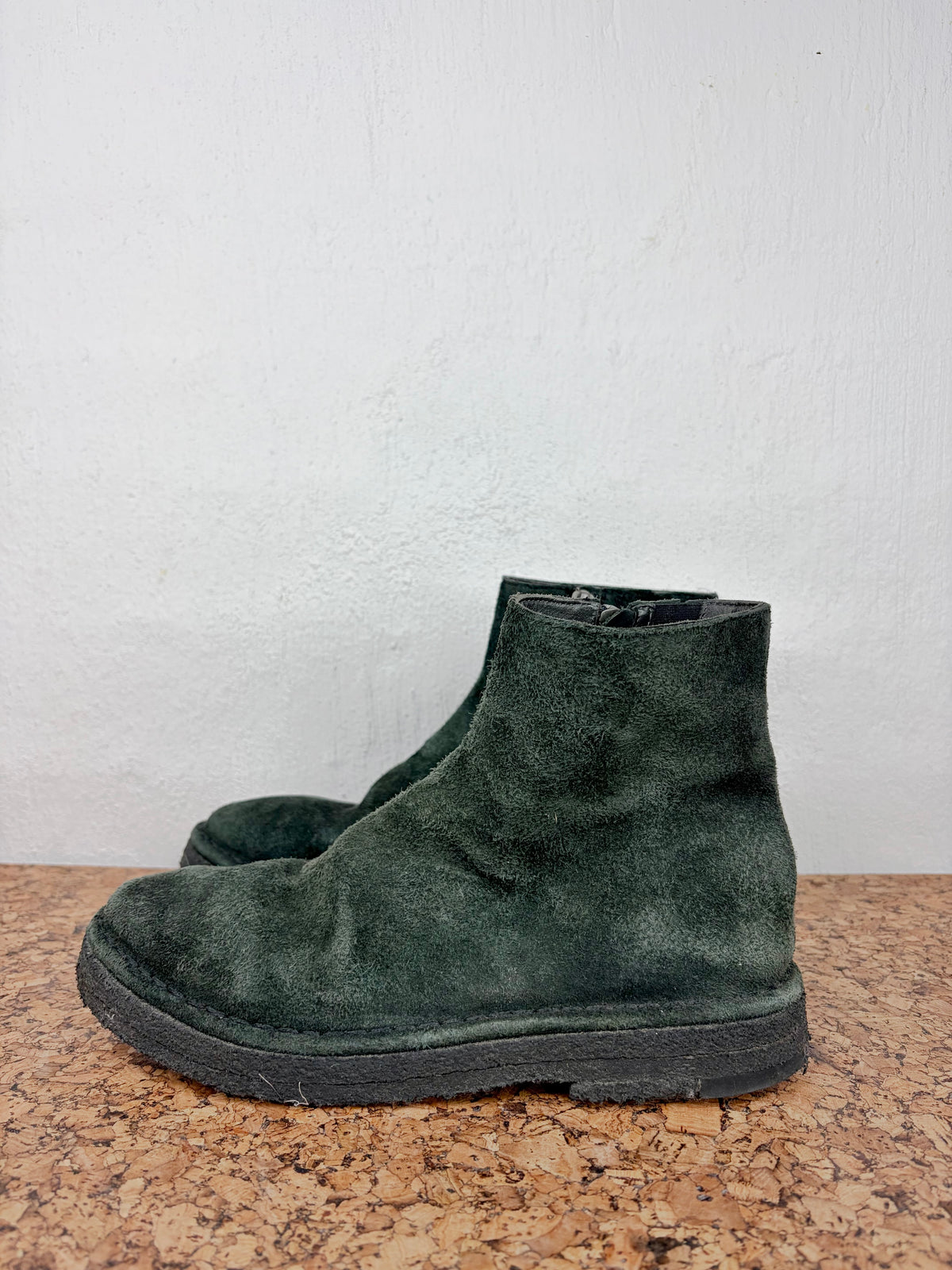 Marsell Dark Green Suede Zip Up Ankle Boots - EU37