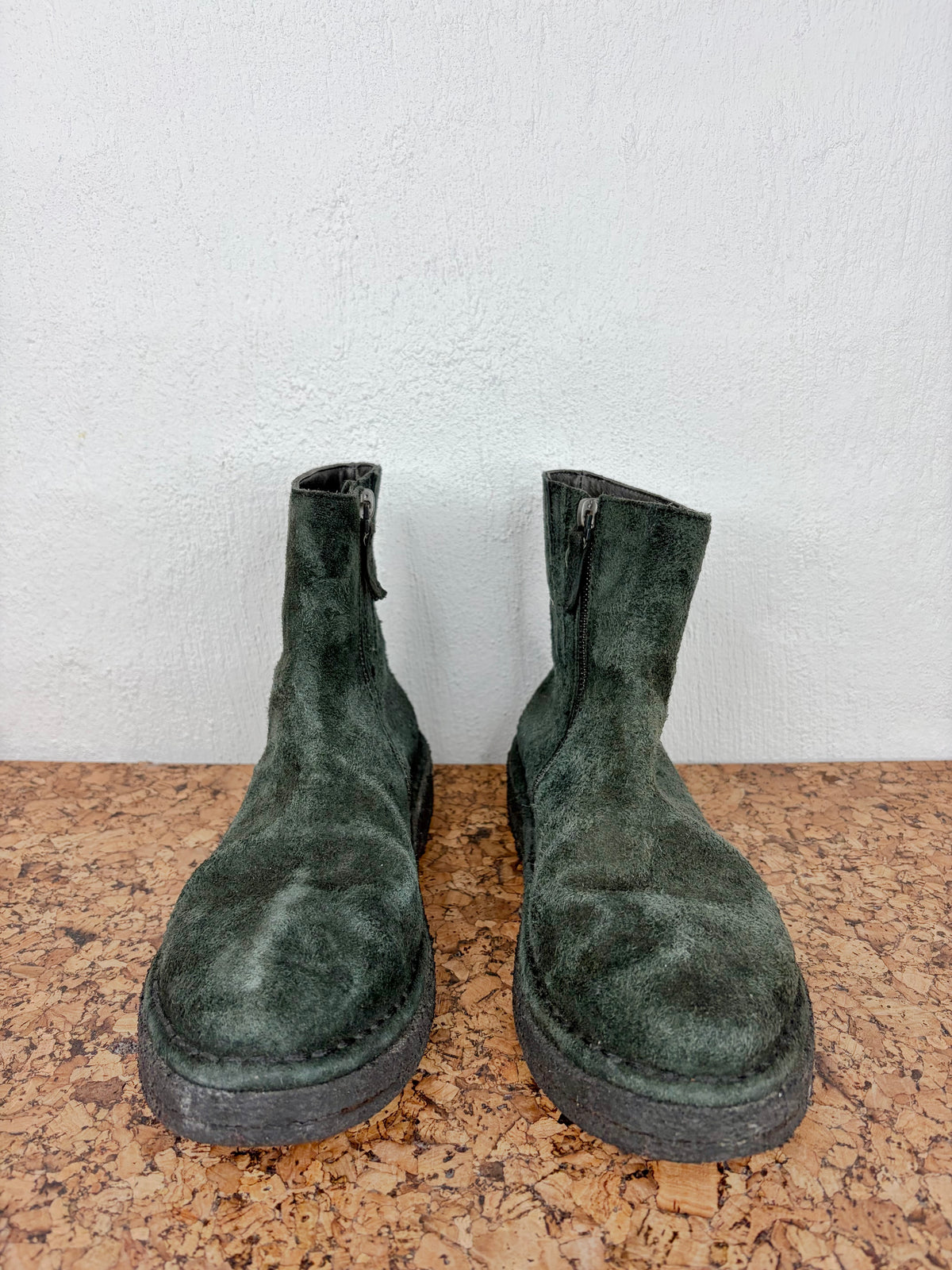 Marsell Dark Green Suede Zip Up Ankle Boots - EU37