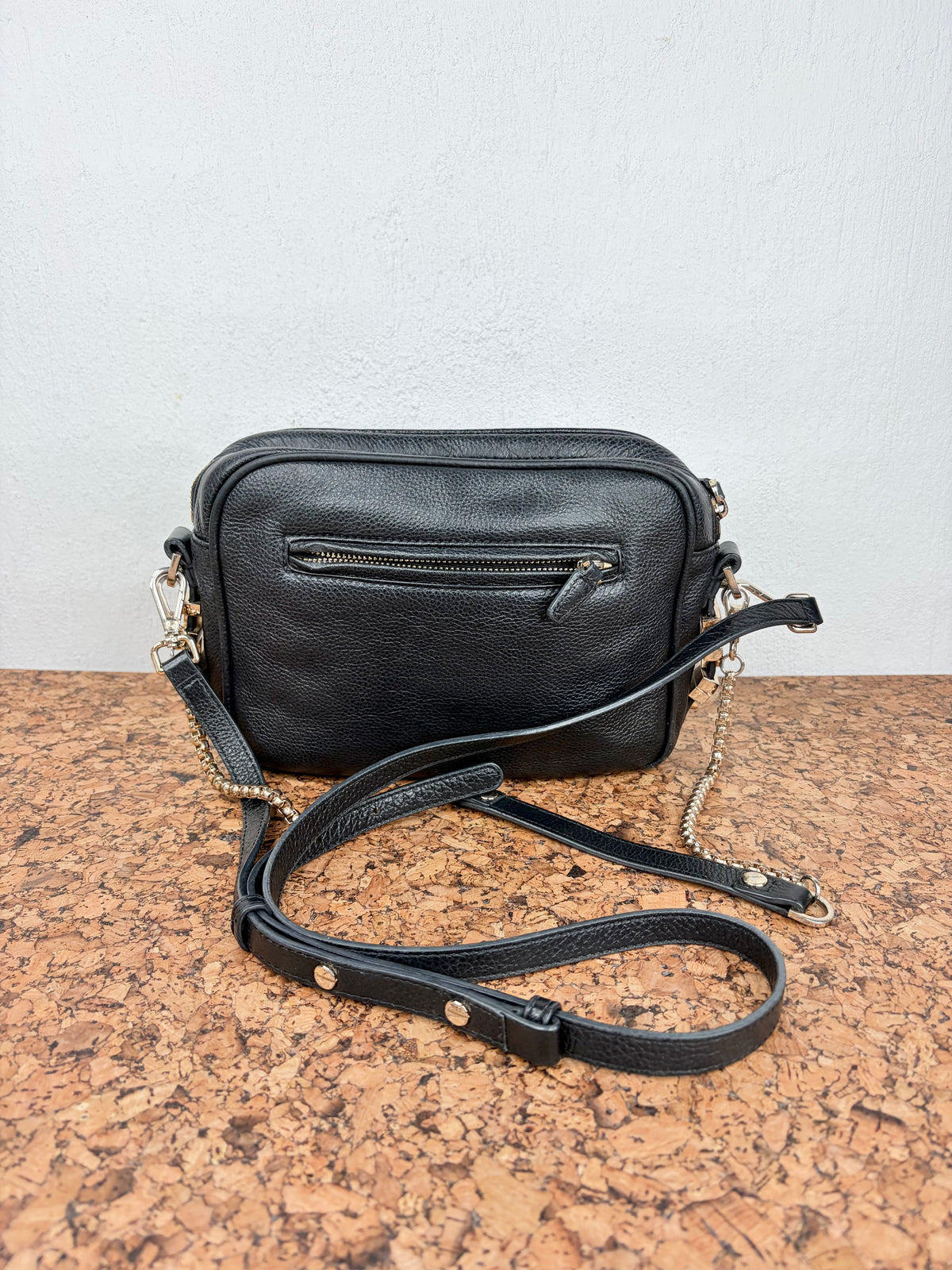 Dylan Kain Black Grained Leather Shoulder bag