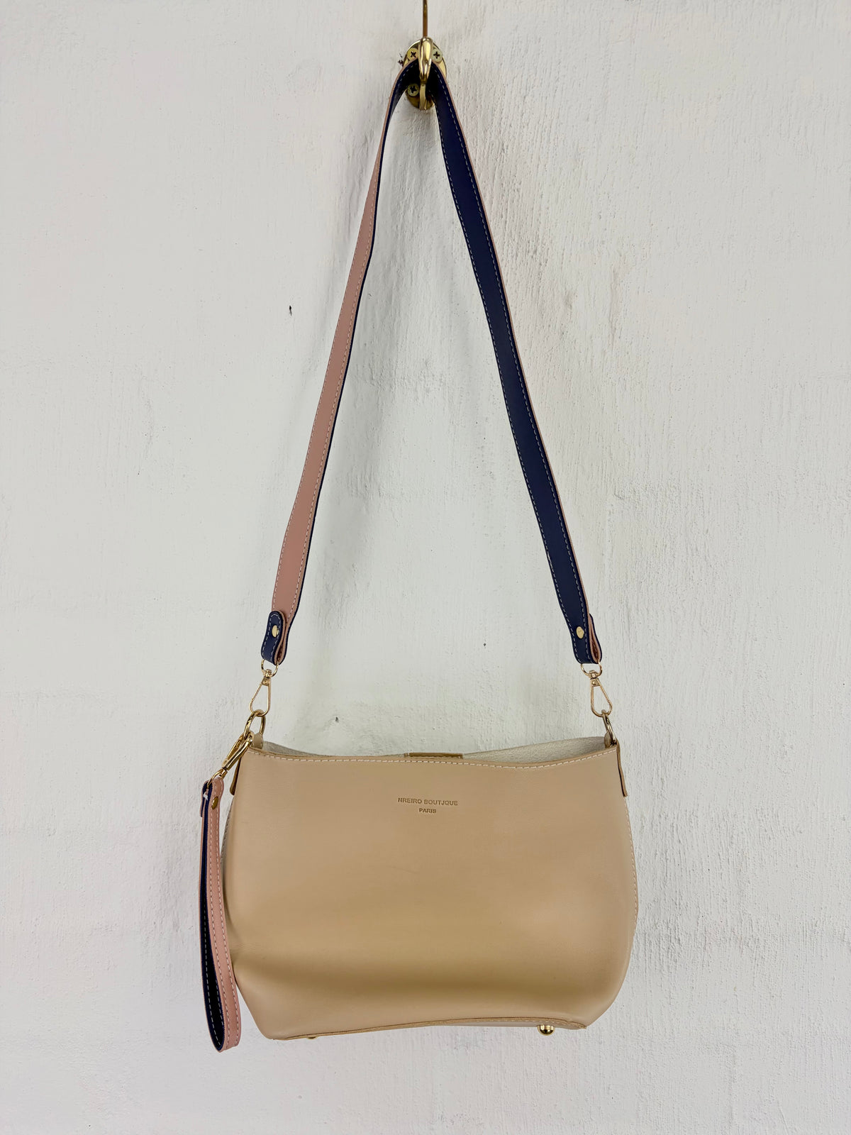 Nreiro Boutjque Paris Grey & Blue Faux Leather Bag