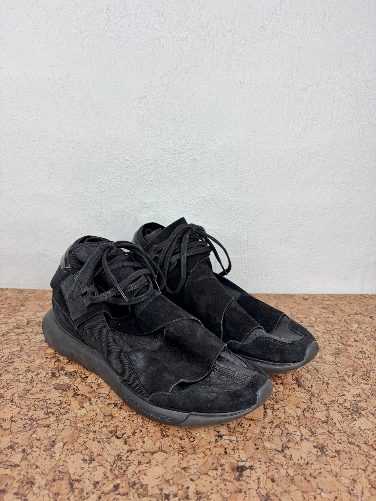 Y-3  Adidas Y-3 Qasa High Tripe Black Suede Sneakers - EU41