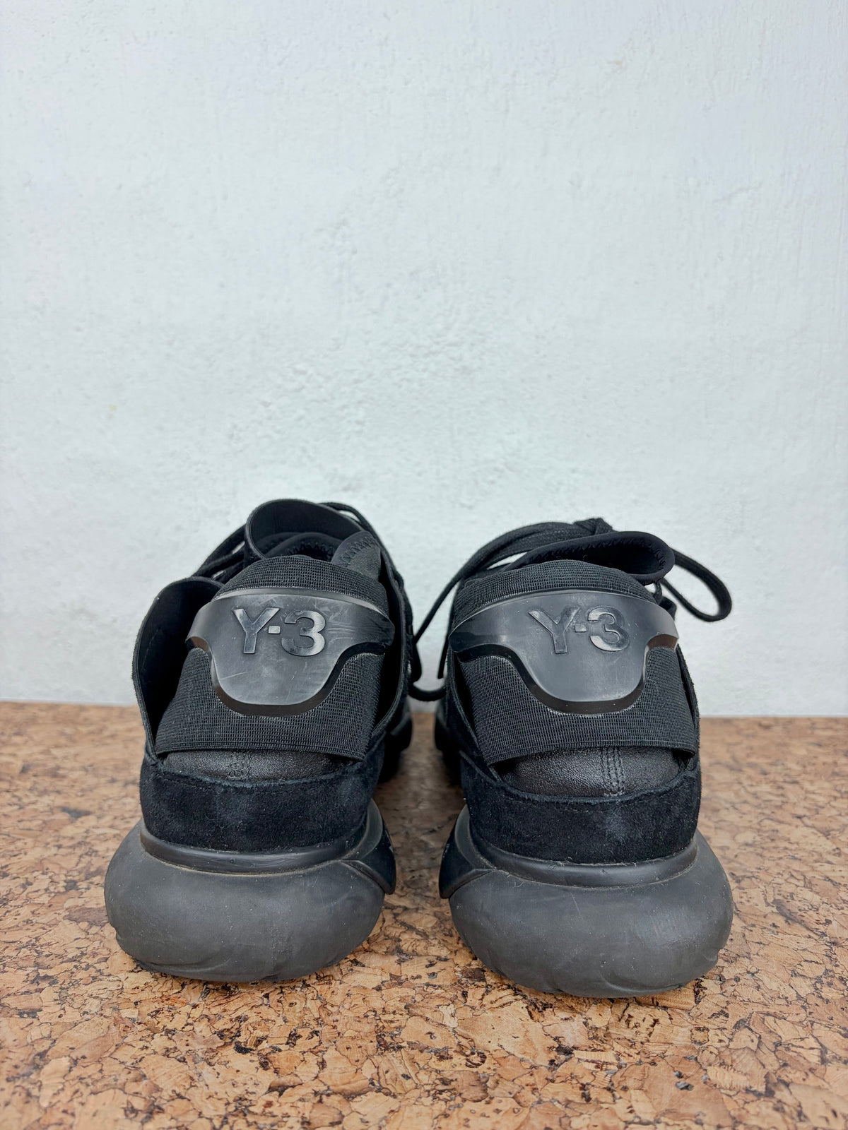 Y-3  Adidas Y-3 Qasa High Tripe Black Suede Sneakers - EU41