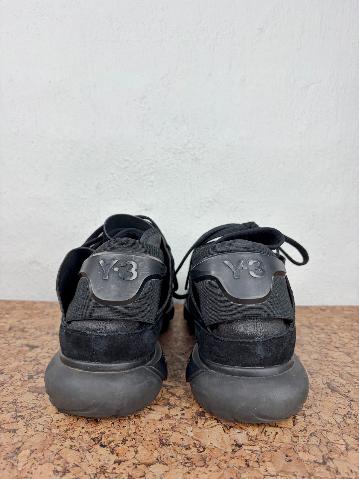 Y-3  Adidas Y-3 Qasa High Tripe Black Suede Sneakers - EU41