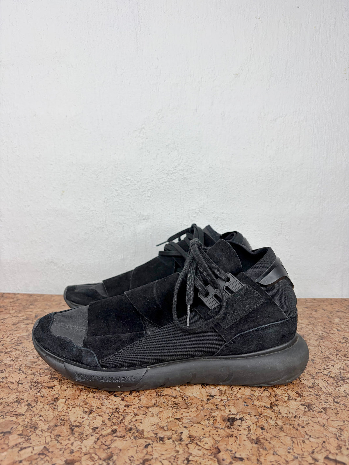 Y-3  Adidas Y-3 Qasa High Tripe Black Suede Sneakers - EU41