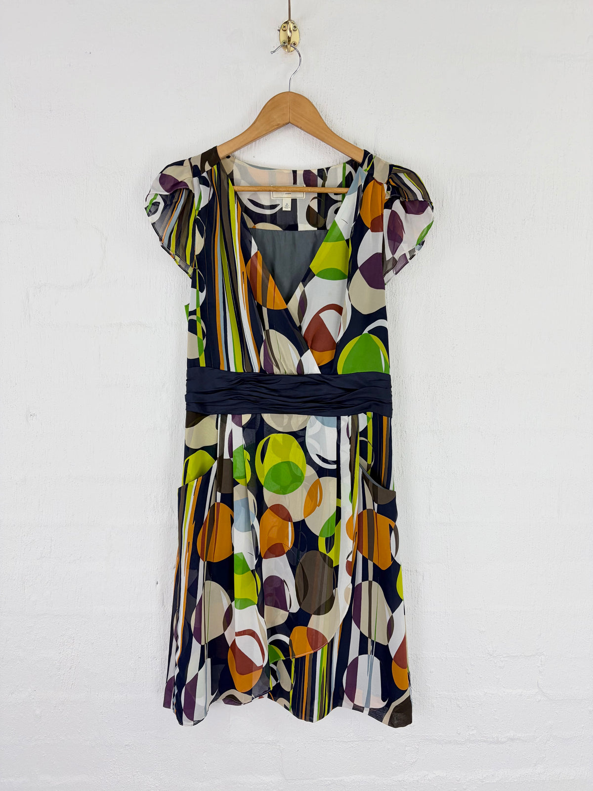 Moulinette Soeurs Retro Patterned V-Neck Empire Waist Dress - AU6/8