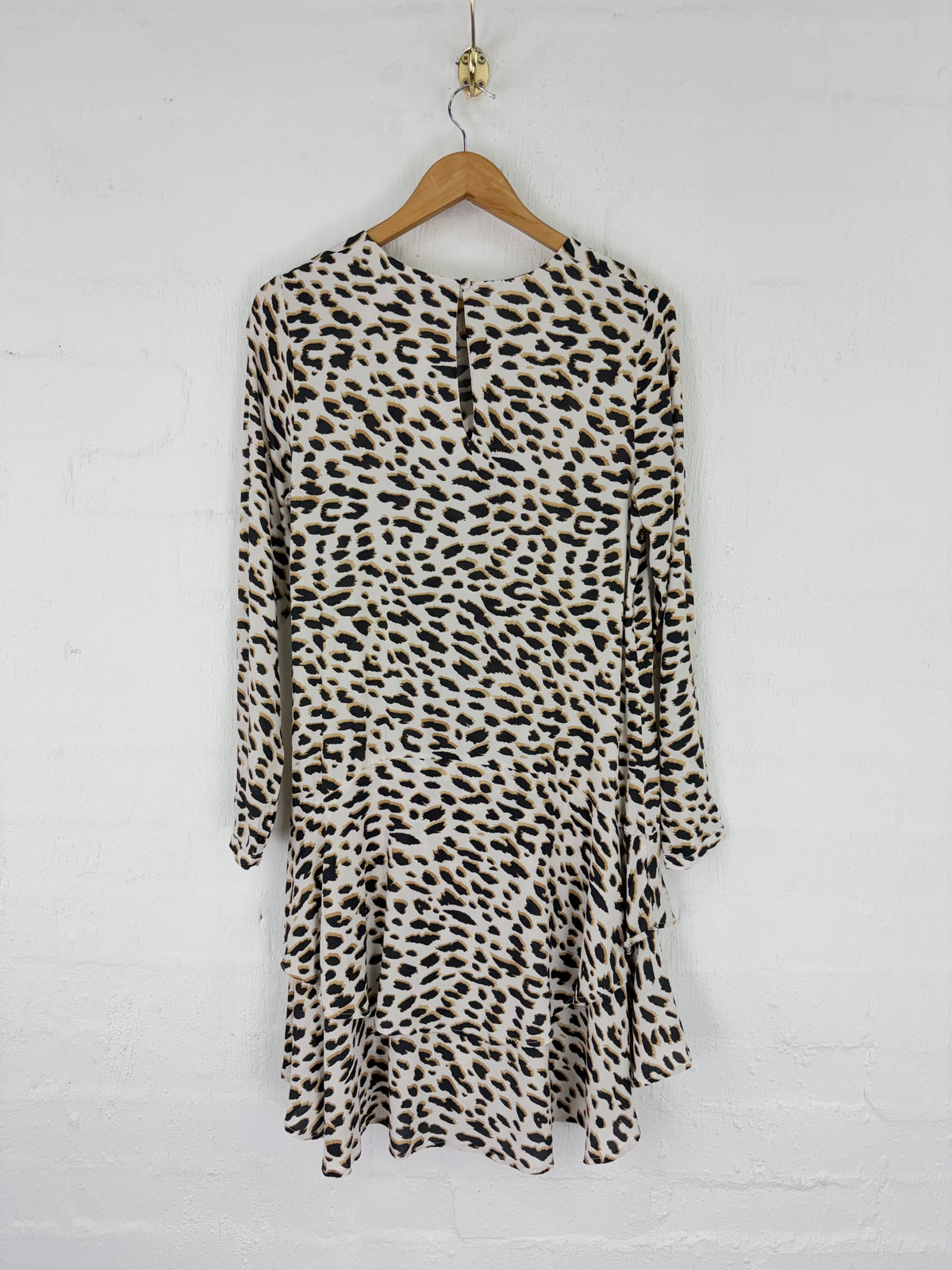 Skin & Threads Animal Print Crepe de Chine Long Sleeve Mini Dress - AU10