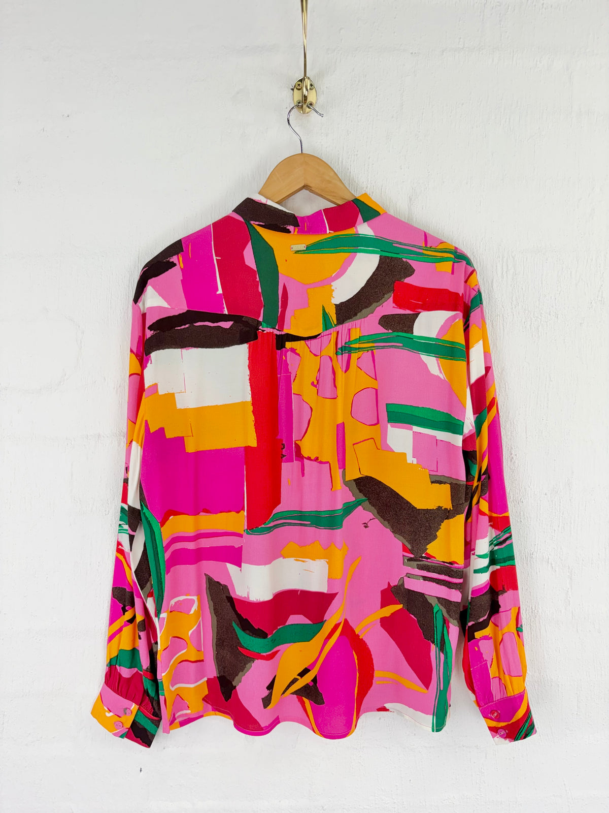 Pom Pink &  Multicolour Abstract Patterned Button Up Blouse - AU10
