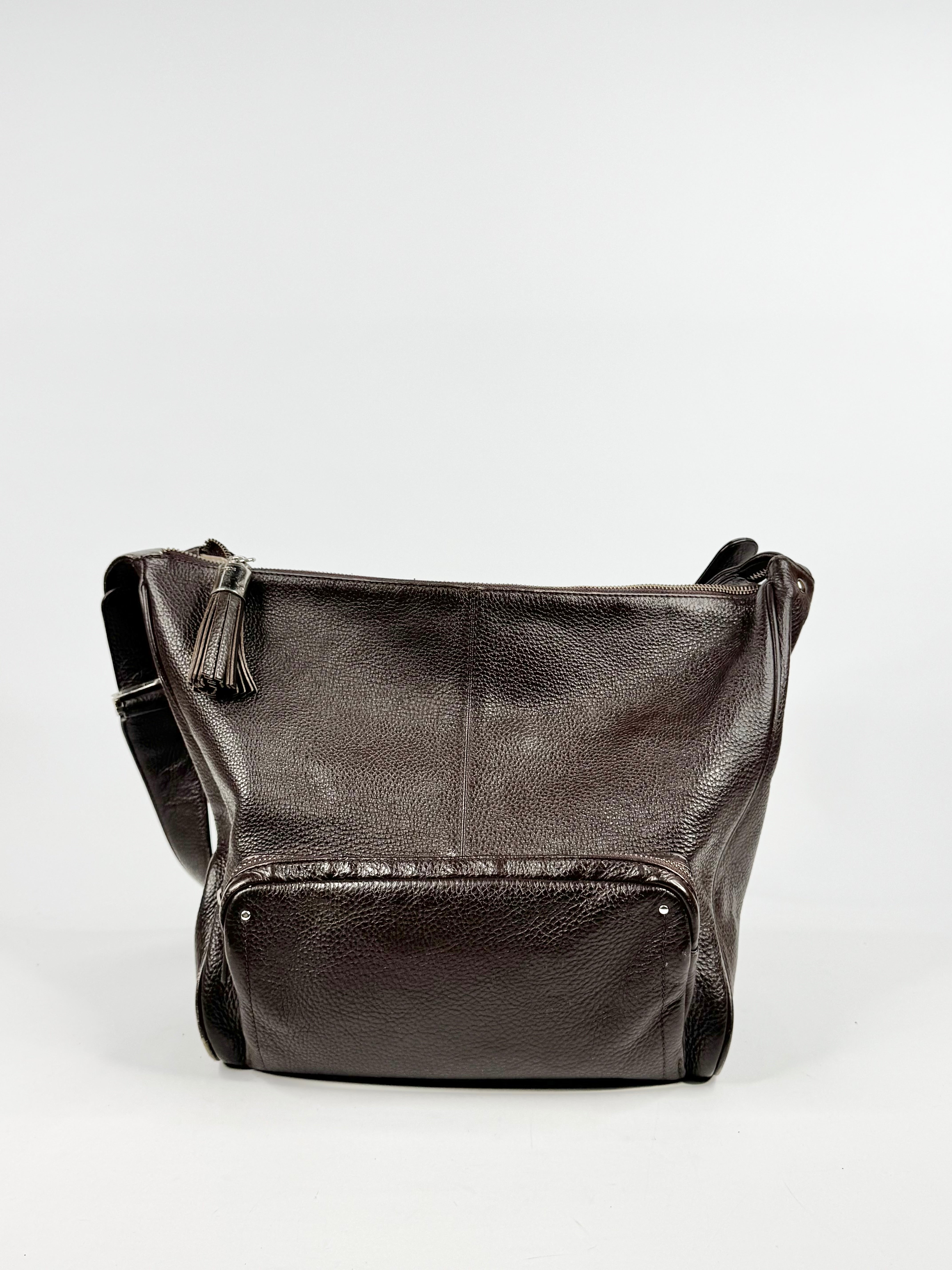 Le Tanneur Large Coffee Brown Grained Shoulder Bag