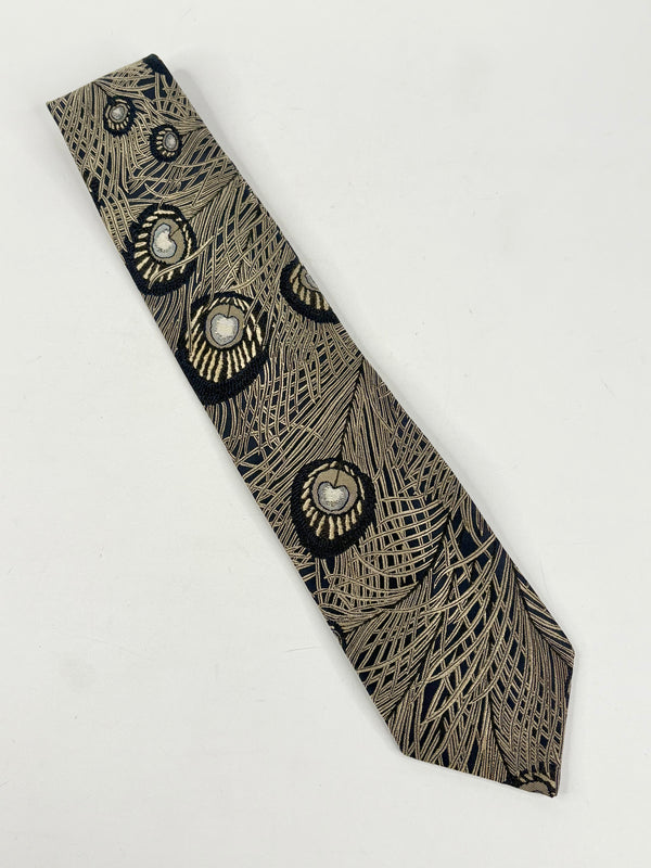Patterned Liberty of London tie on a light gray background