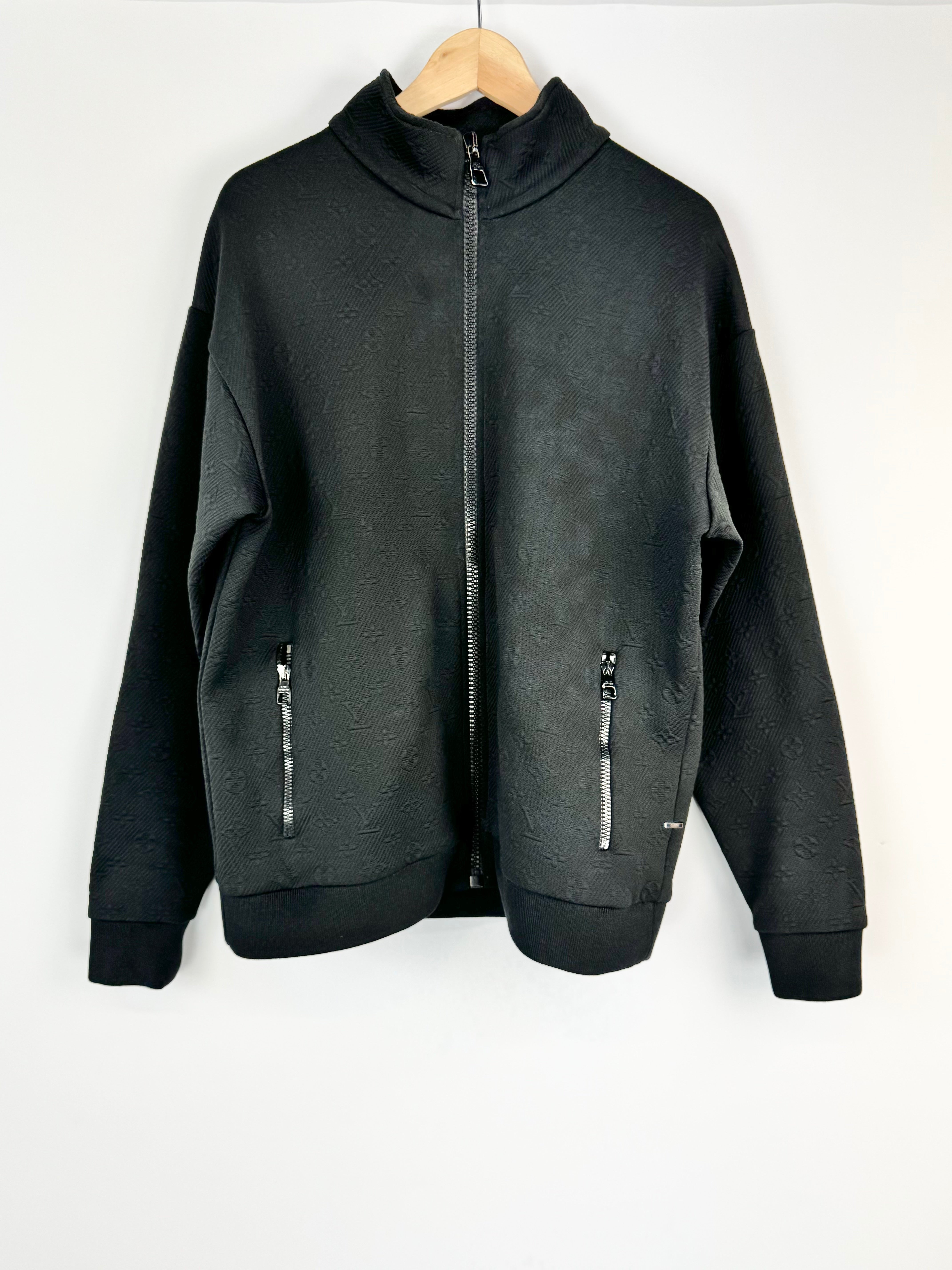Louis Vuitton Black Monogram Embossed Zippered Jacket - M