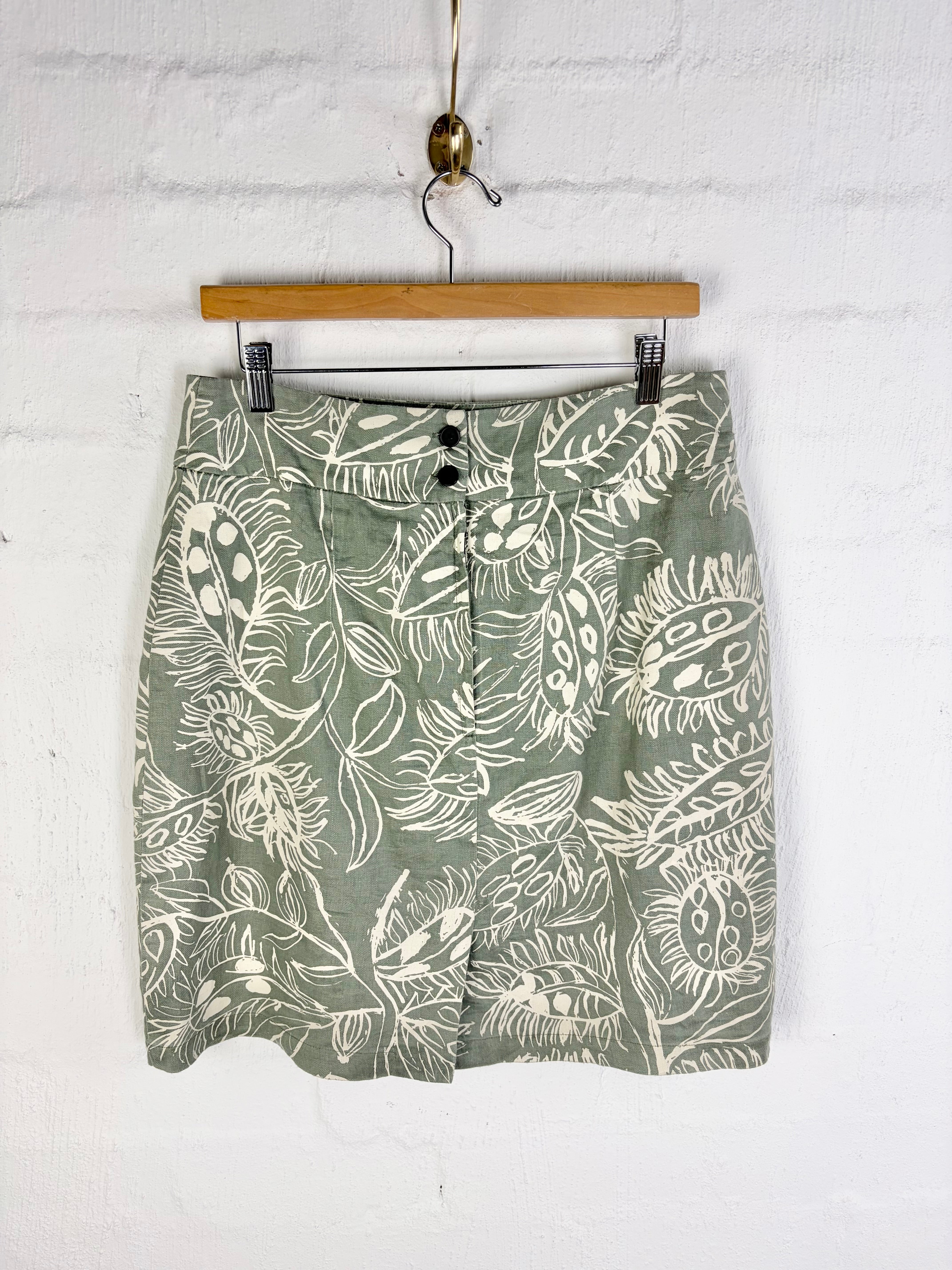 Magpie Goose 'Yarrun' Patterned Linen Skirt - AU14
