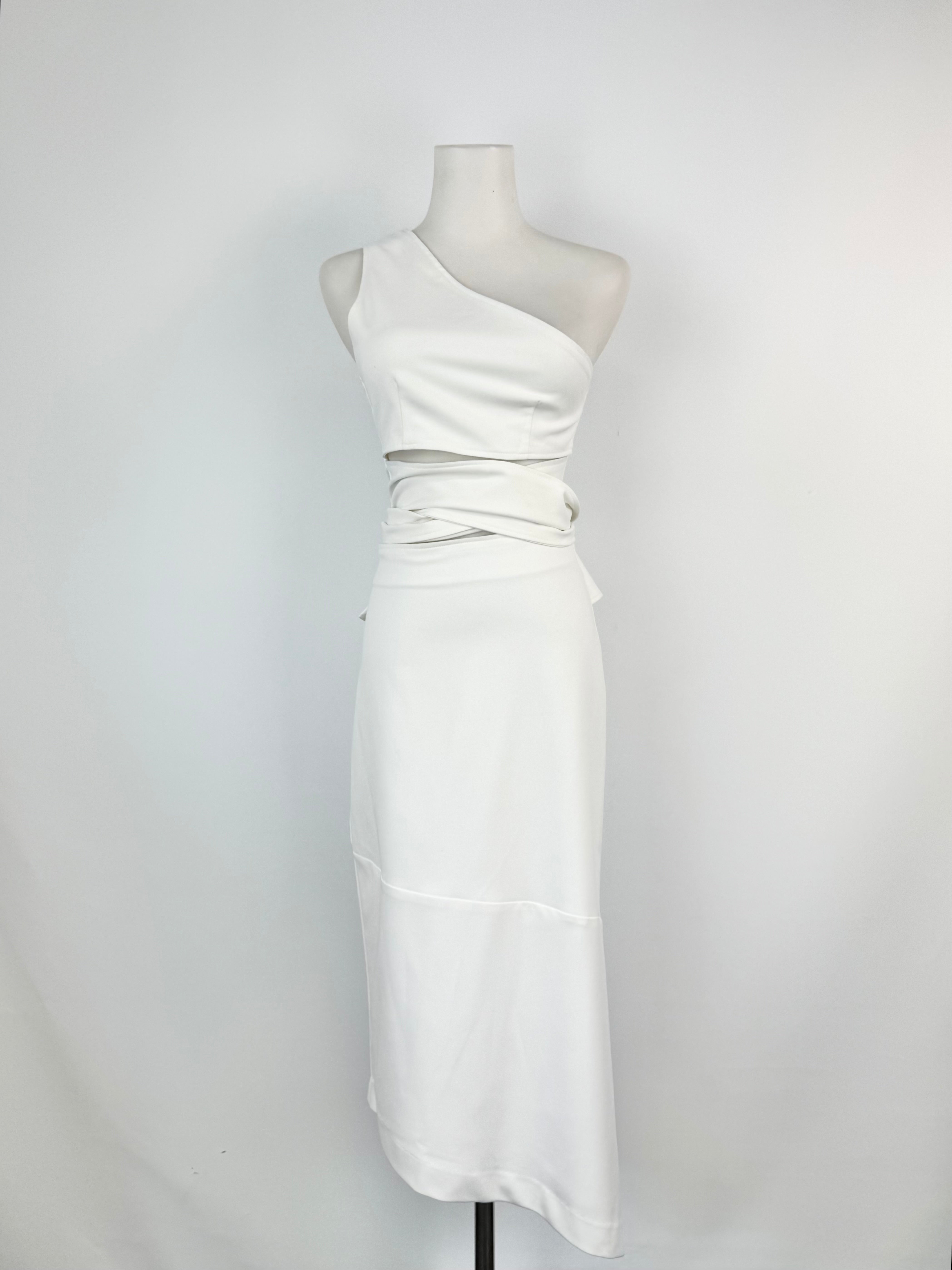 Maurie & Eve White Off Shoulder Wrap Midi Wrap Dress - AU6