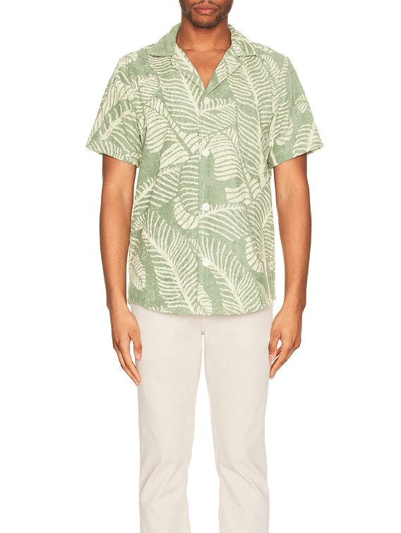 OAS Green 'Banana Leaf' Green Terry Cloth Shirt NWT - L