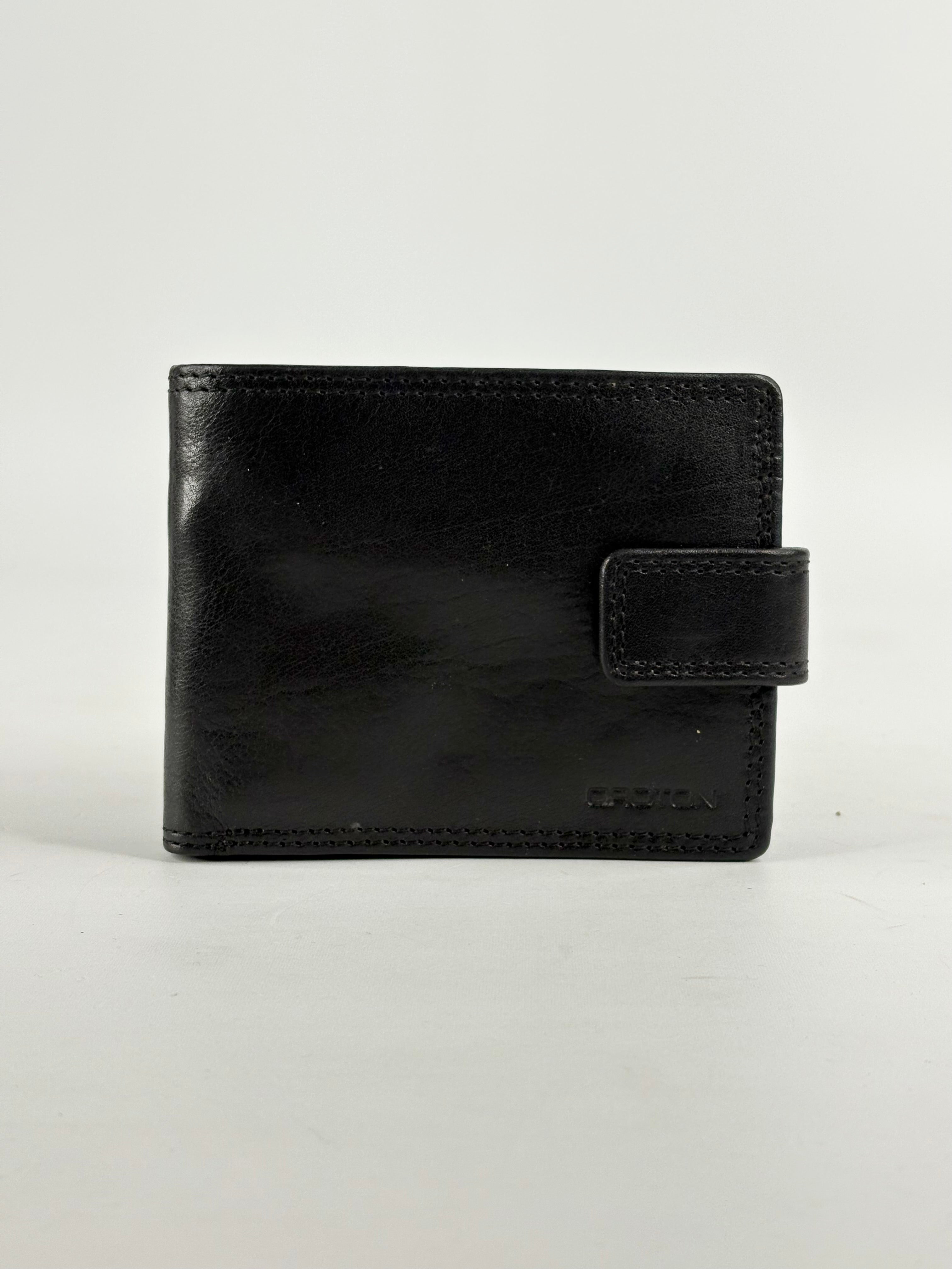 Black leather wallet on a white background