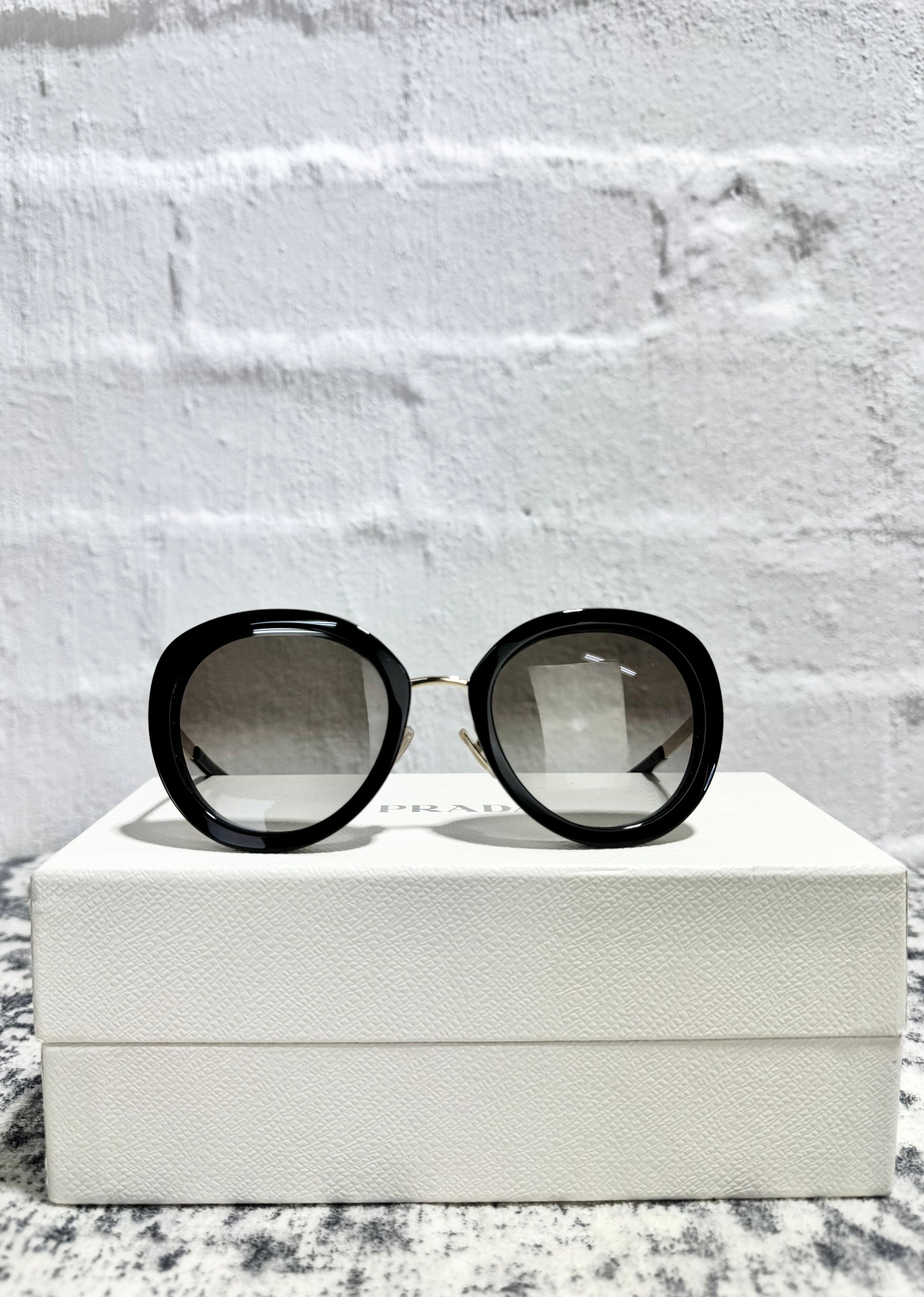 Prada SOR54Y Black Oversized Round Sunglasses