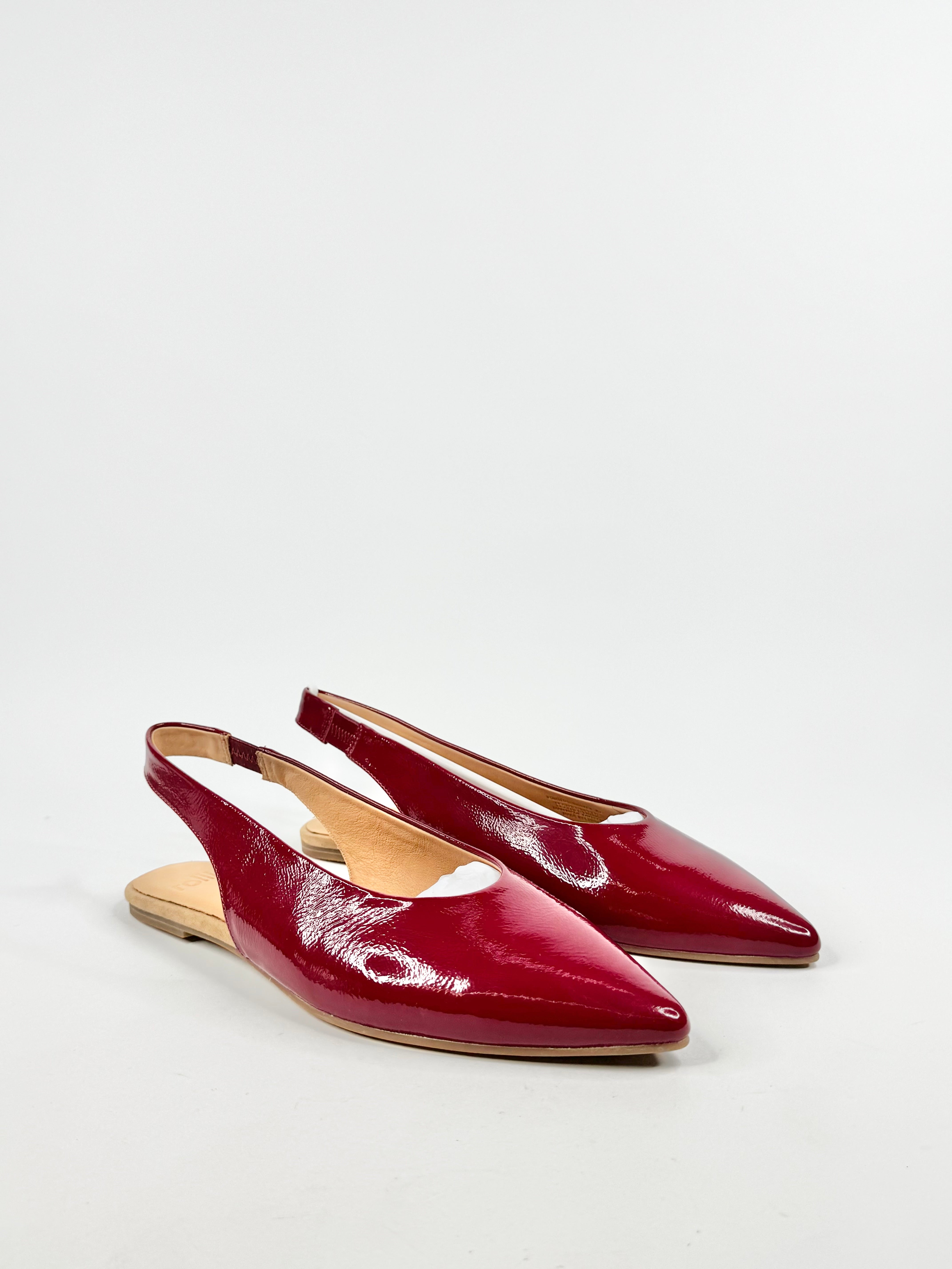 Rollie Patent Leather Pointed Toe Sling Backs - EU42