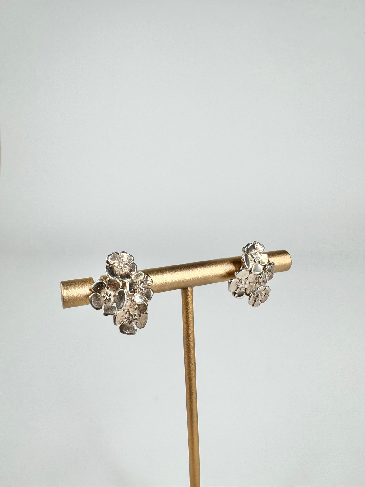 Silver Floral Bouquet Stud Earrings