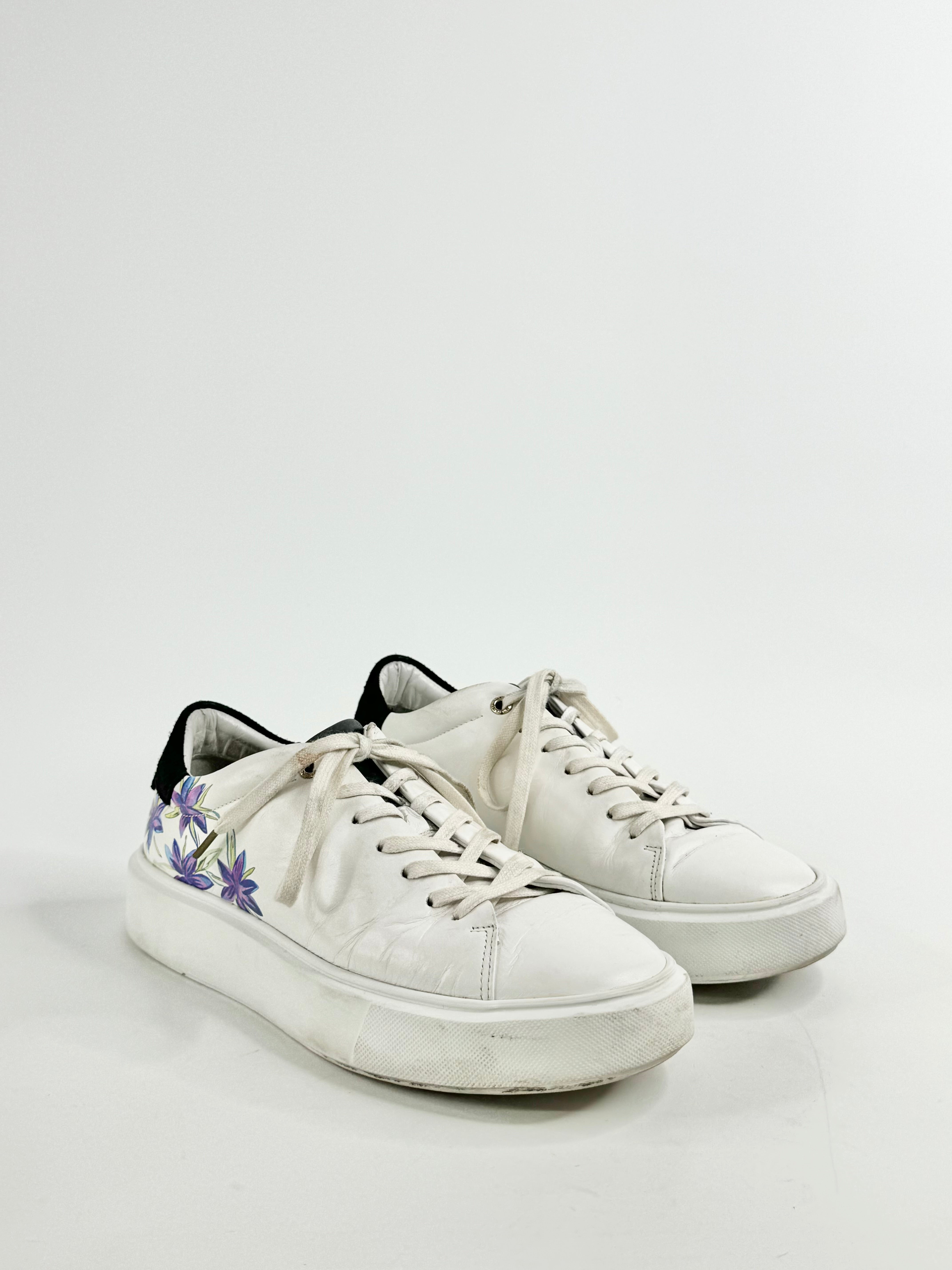 Ted Baker White Floral Painted Lace Ups - EU40
